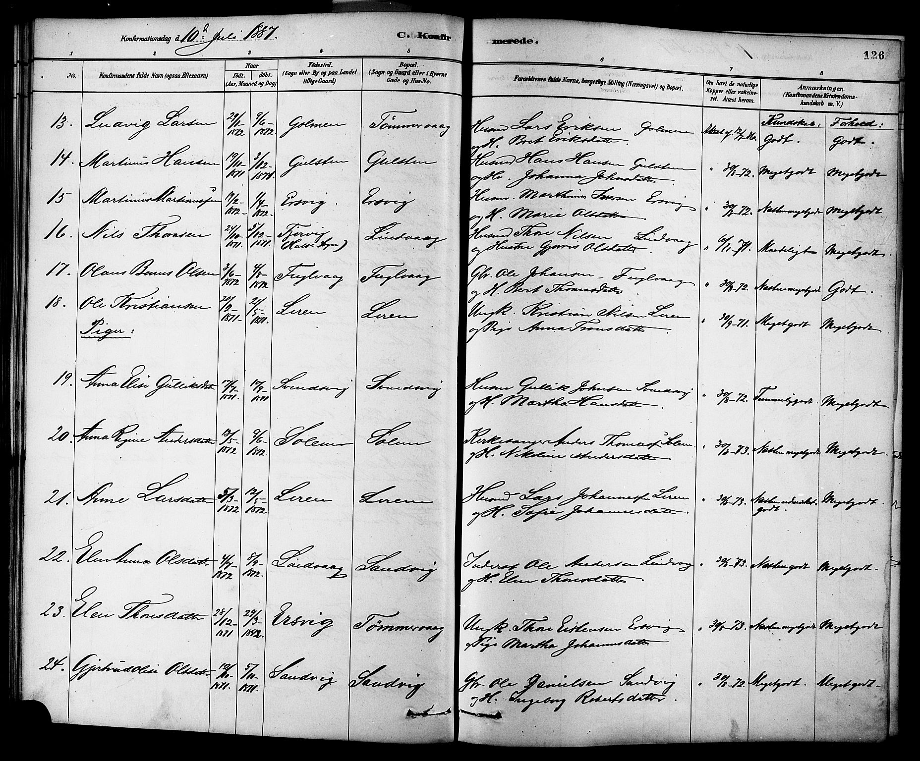 Ministerialprotokoller, klokkerbøker og fødselsregistre - Møre og Romsdal, AV/SAT-A-1454/577/L0896: Parish register (official) no. 577A03, 1880-1898, p. 126