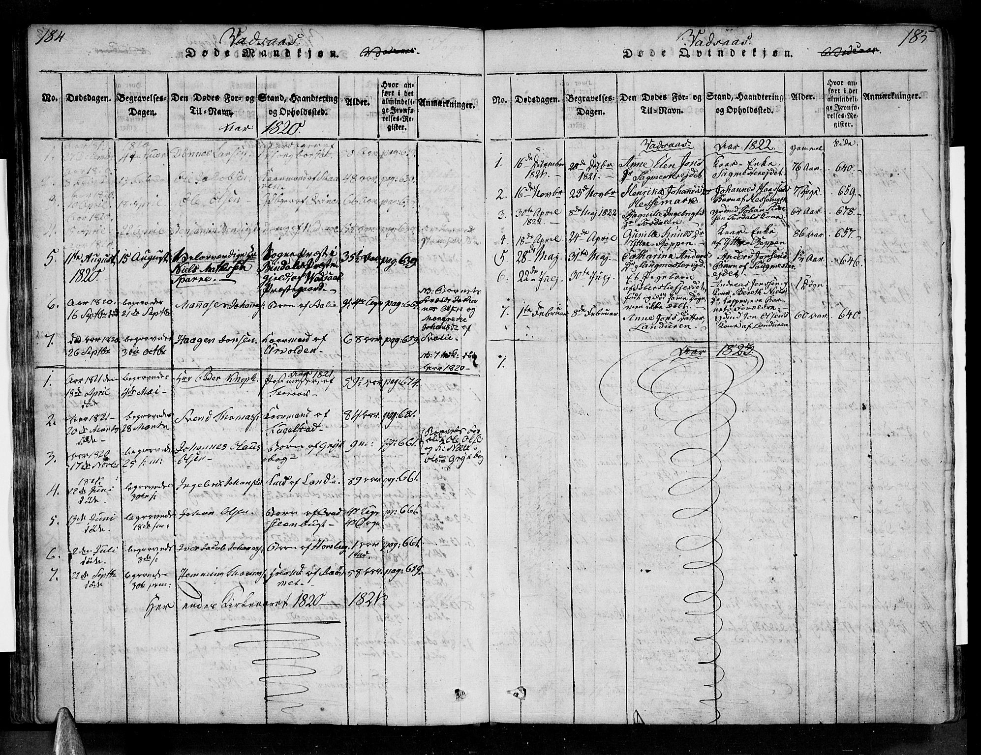 Ministerialprotokoller, klokkerbøker og fødselsregistre - Nordland, AV/SAT-A-1459/810/L0142: Parish register (official) no. 810A06 /1, 1819-1841, p. 184-185