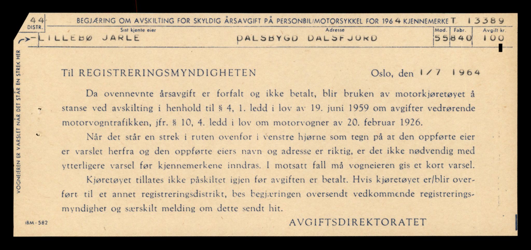 Møre og Romsdal vegkontor - Ålesund trafikkstasjon, AV/SAT-A-4099/F/Fe/L0039: Registreringskort for kjøretøy T 13361 - T 13530, 1927-1998, p. 455