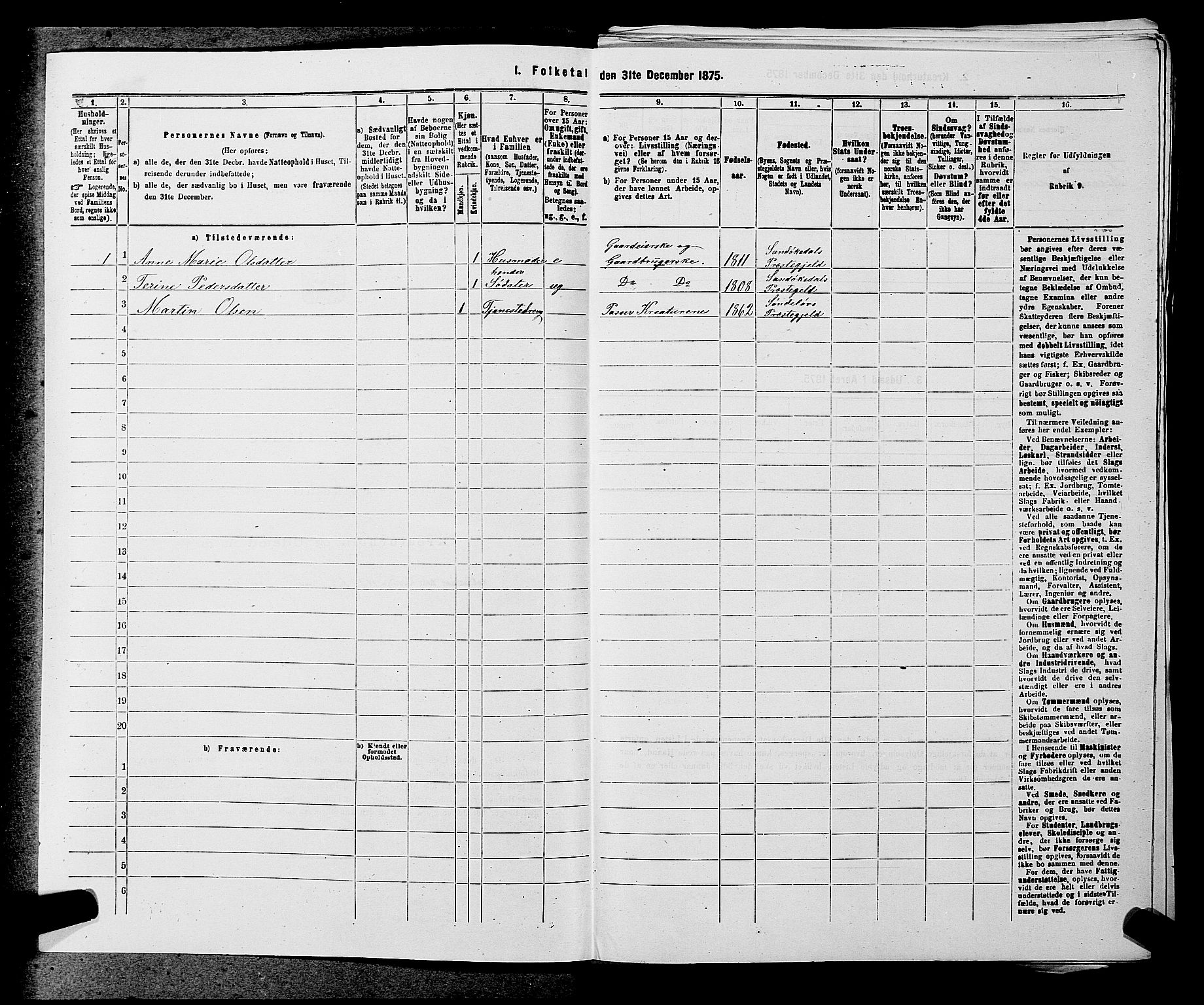 SAKO, 1875 census for 0816P Sannidal, 1875, p. 865