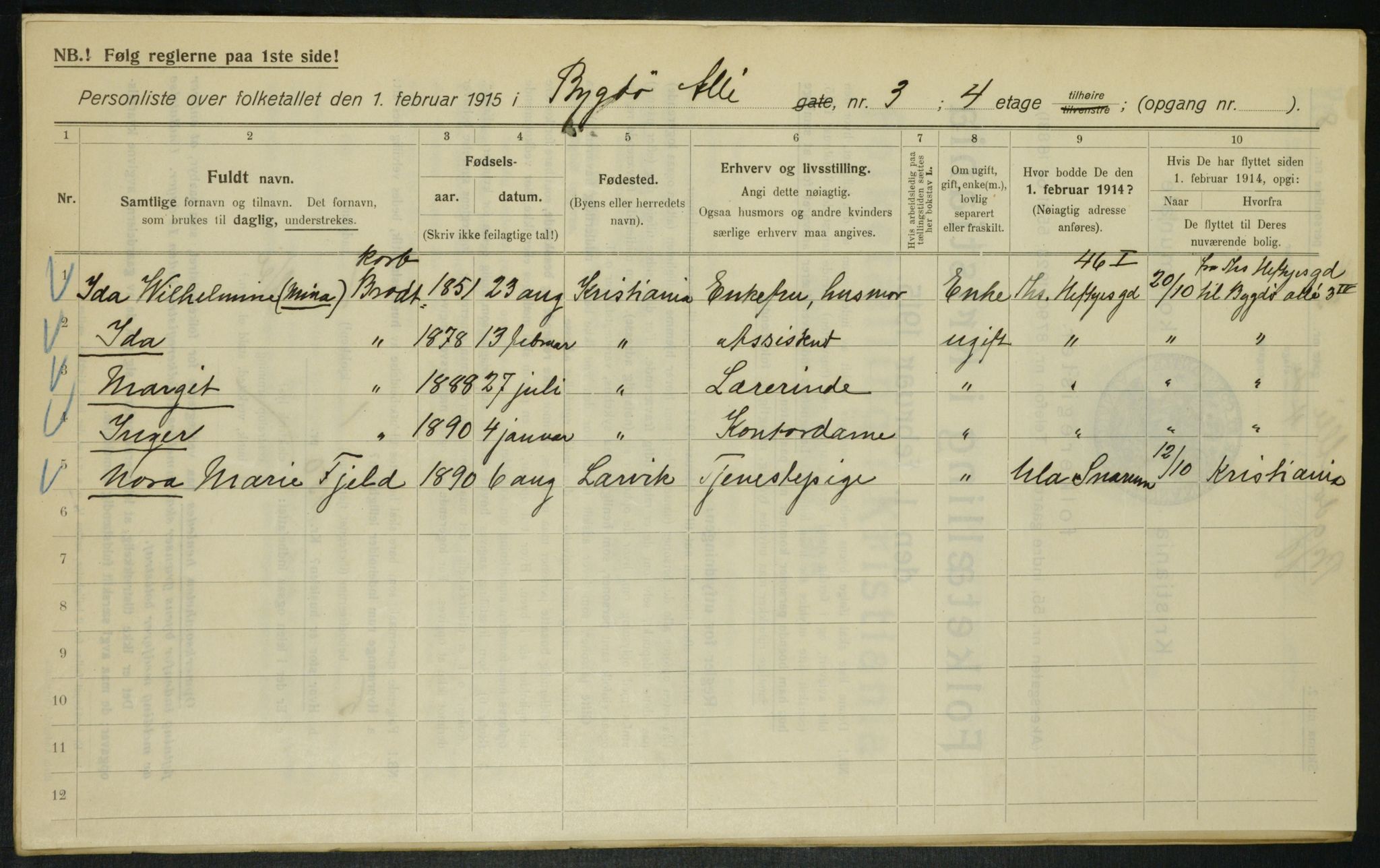 OBA, Municipal Census 1915 for Kristiania, 1915, p. 10203