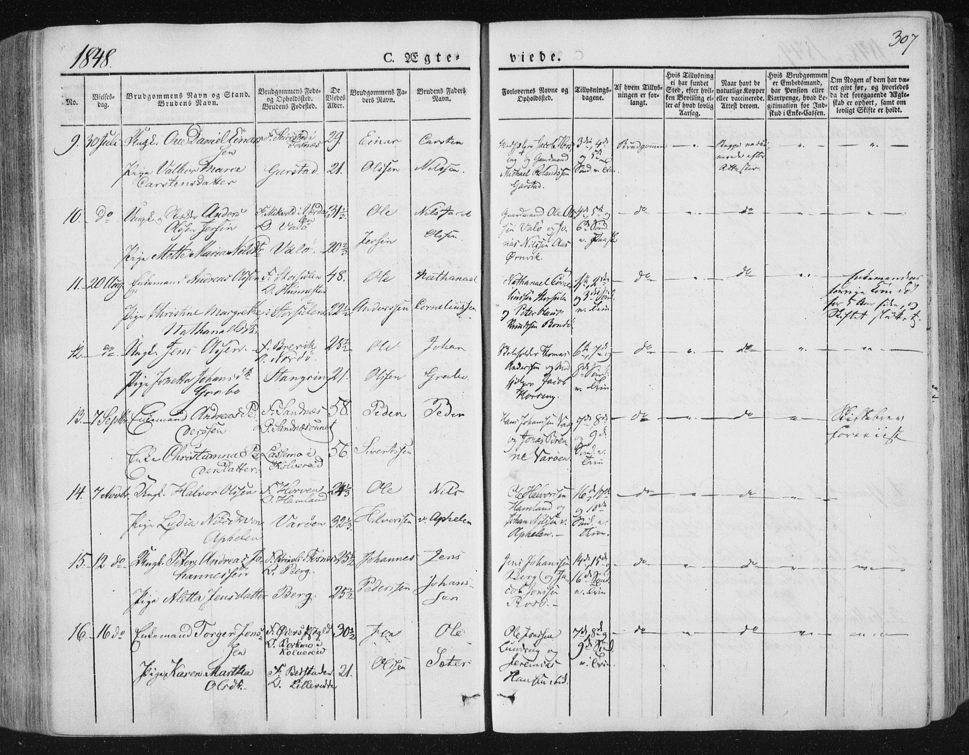 Ministerialprotokoller, klokkerbøker og fødselsregistre - Nord-Trøndelag, SAT/A-1458/784/L0669: Parish register (official) no. 784A04, 1829-1859, p. 307
