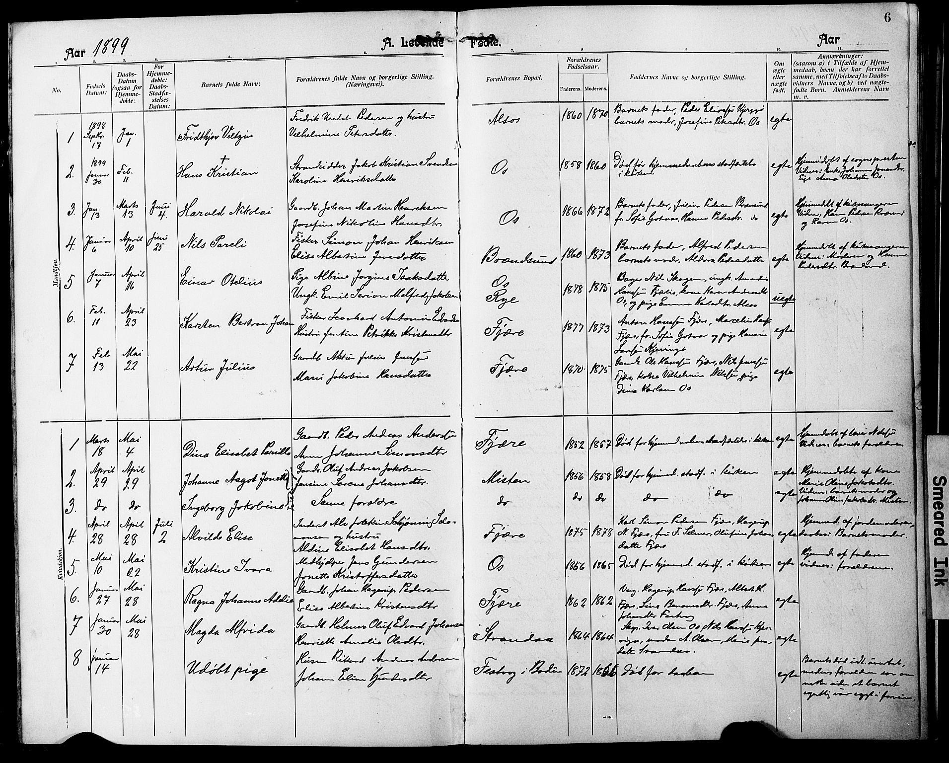Ministerialprotokoller, klokkerbøker og fødselsregistre - Nordland, SAT/A-1459/803/L0077: Parish register (copy) no. 803C04, 1897-1930, p. 6