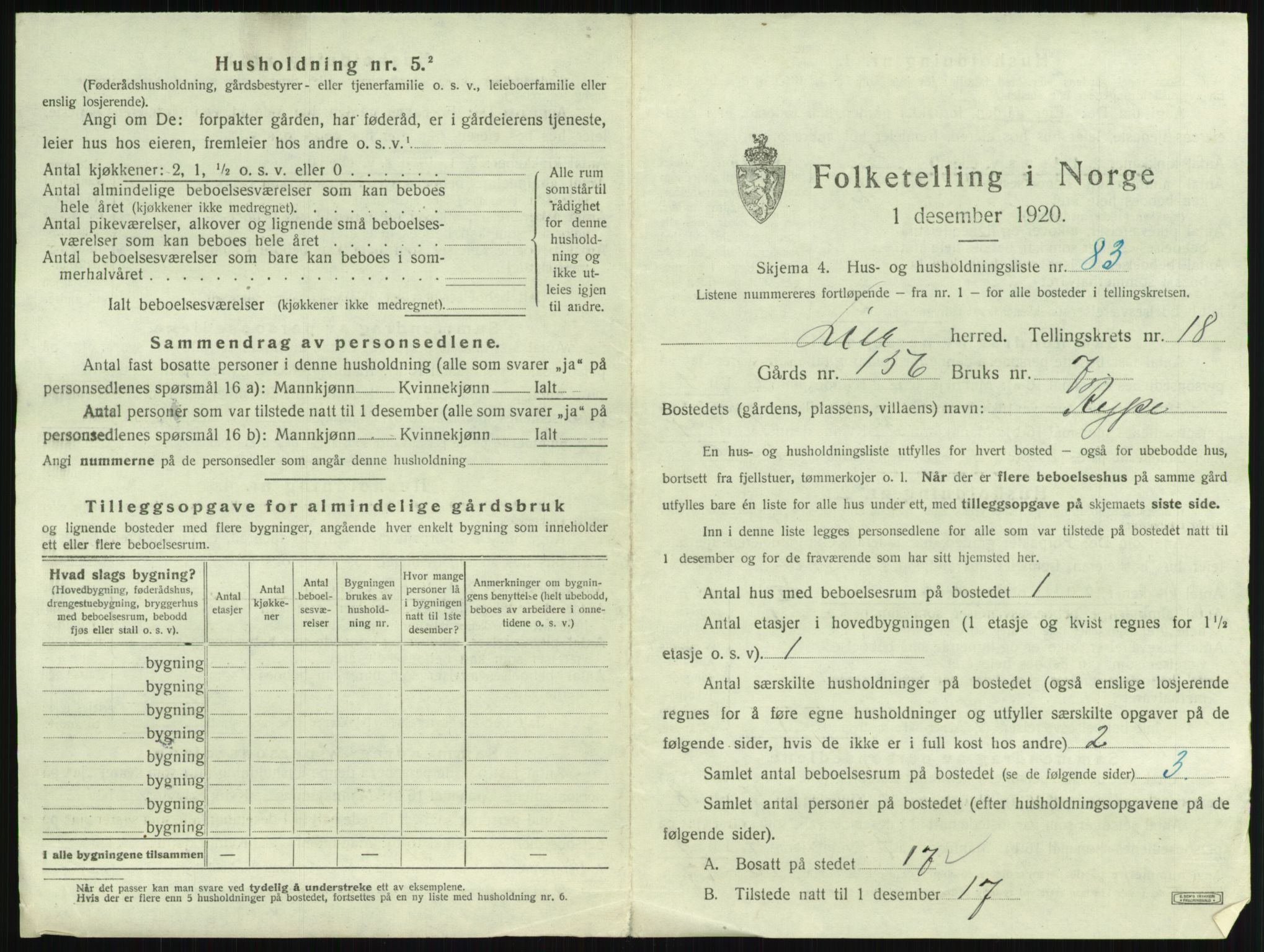 SAKO, 1920 census for Lier, 1920, p. 3218