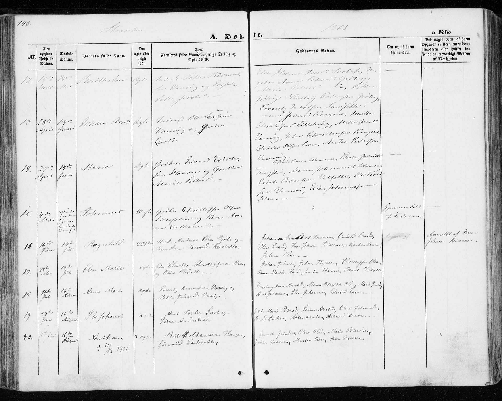 Ministerialprotokoller, klokkerbøker og fødselsregistre - Nord-Trøndelag, SAT/A-1458/701/L0008: Parish register (official) no. 701A08 /2, 1854-1863, p. 146