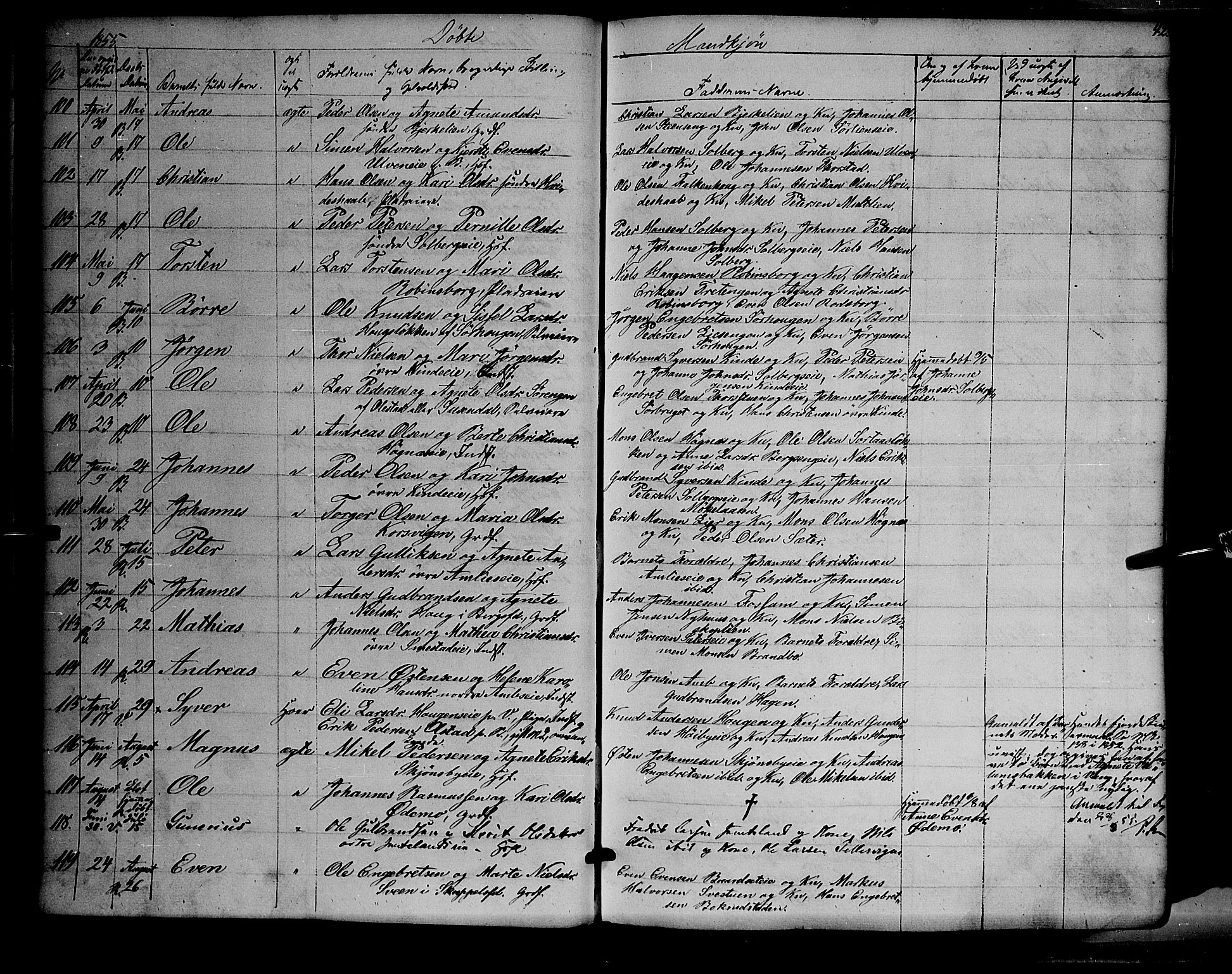 Ringsaker prestekontor, AV/SAH-PREST-014/K/Ka/L0009: Parish register (official) no. 9, 1850-1860, p. 42