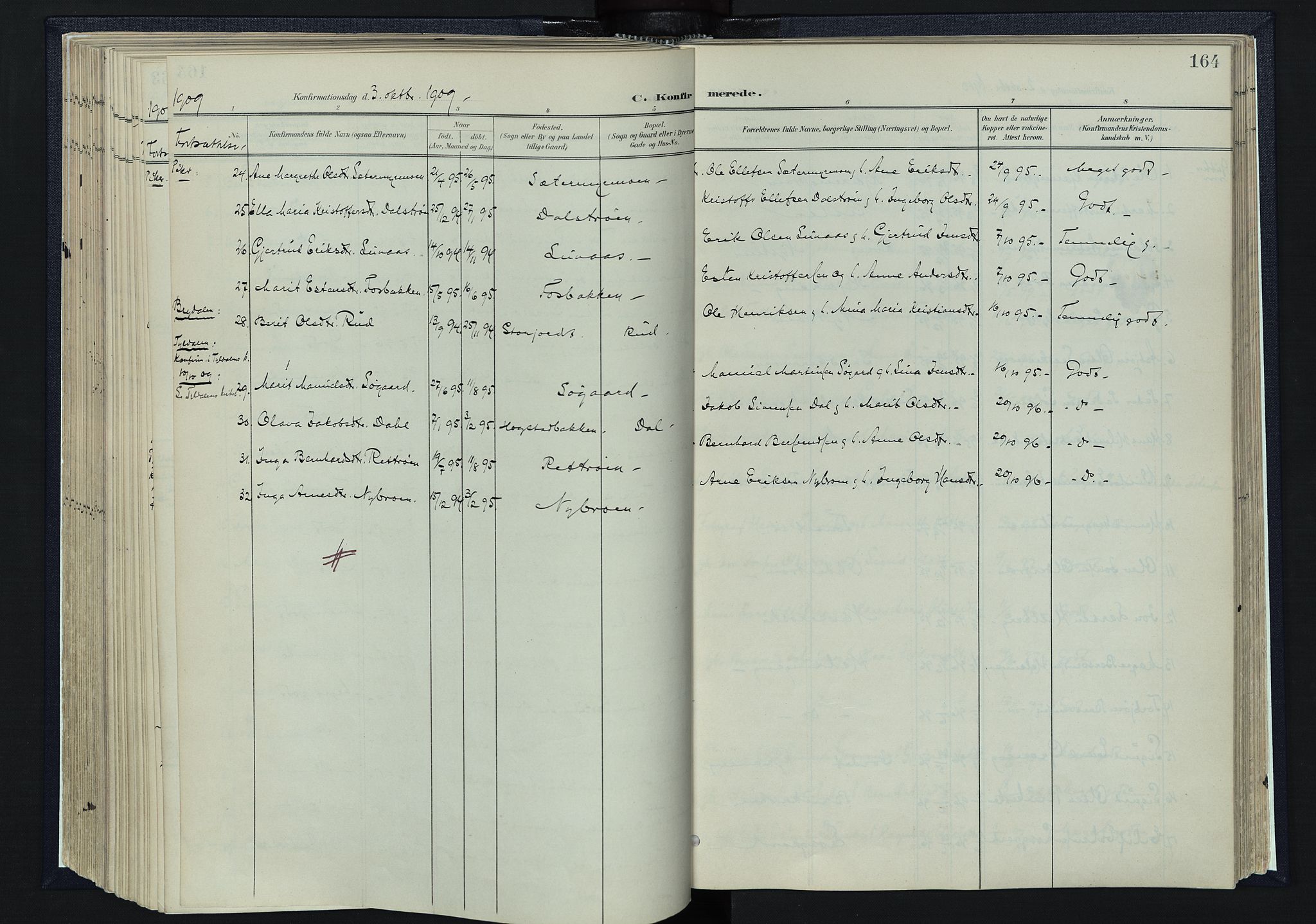 Tynset prestekontor, AV/SAH-PREST-058/H/Ha/Haa/L0025: Parish register (official) no. 25, 1900-1914, p. 164