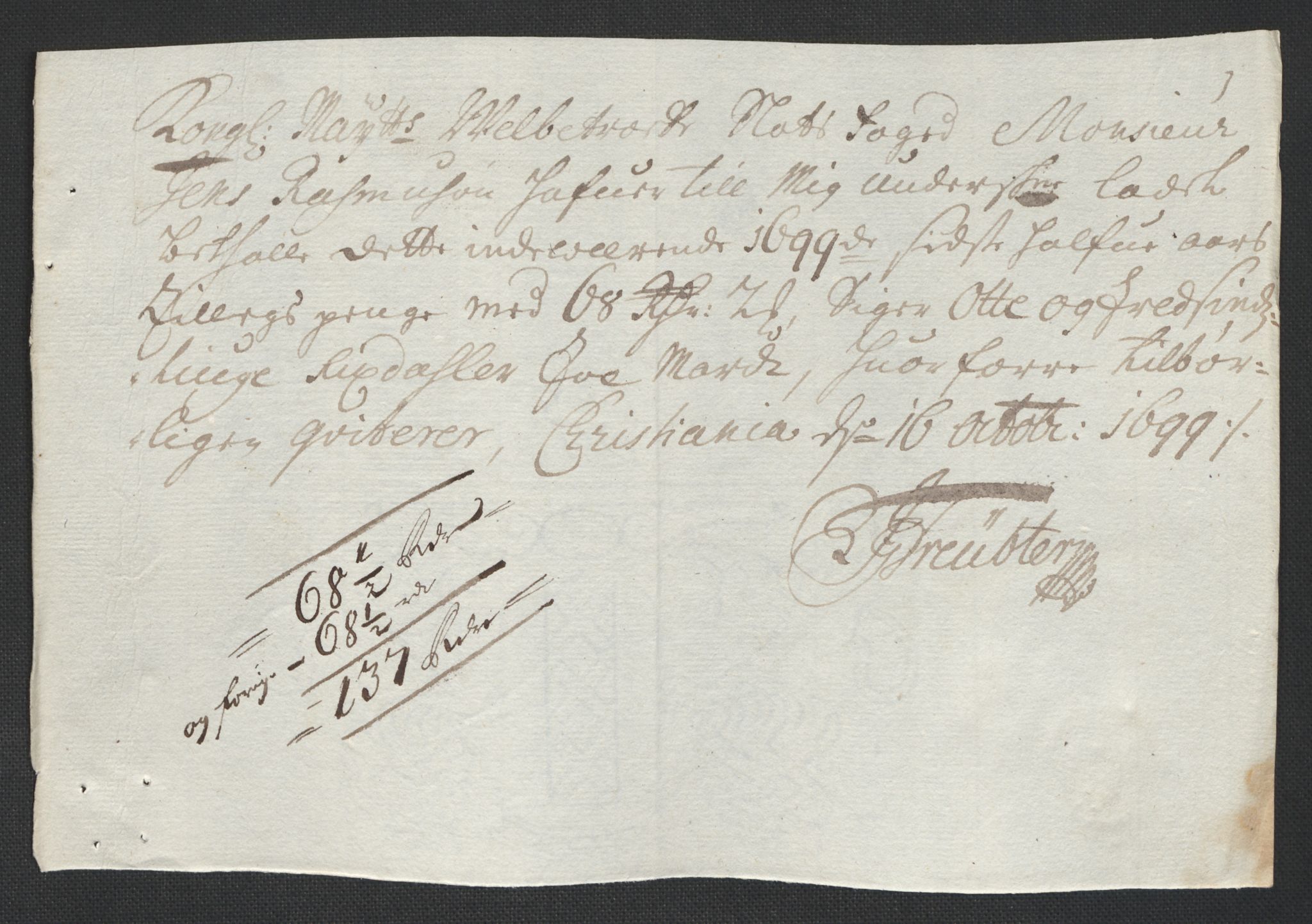 Rentekammeret inntil 1814, Reviderte regnskaper, Fogderegnskap, AV/RA-EA-4092/R10/L0442: Fogderegnskap Aker og Follo, 1699, p. 257