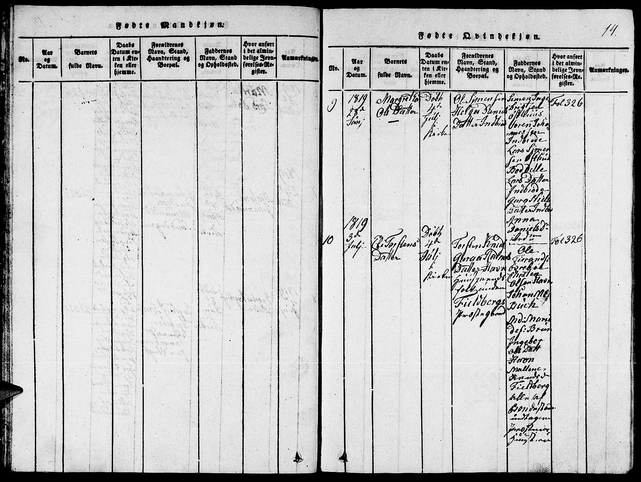 Fjelberg sokneprestembete, SAB/A-75201/H/Hab: Parish register (copy) no. A 1, 1816-1823, p. 14