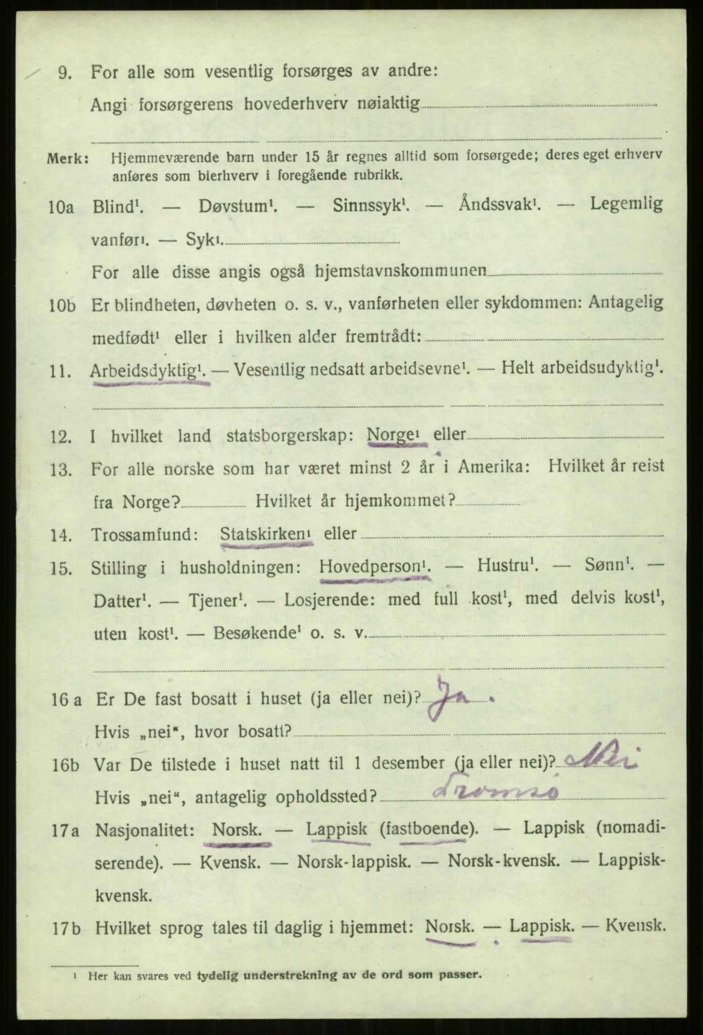 SATØ, 1920 census for Balsfjord, 1920, p. 2129