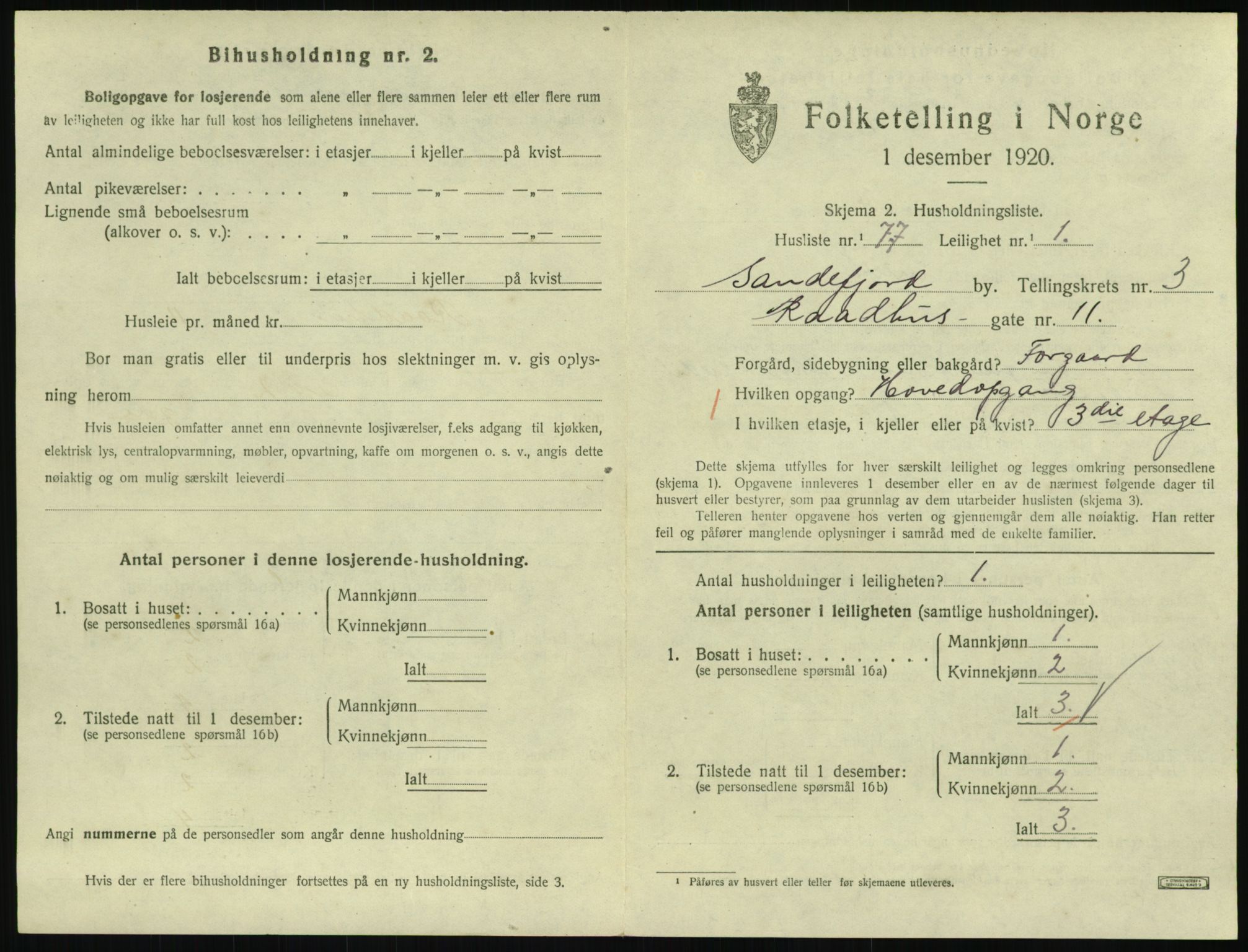 SAKO, 1920 census for Sandefjord, 1920, p. 2178