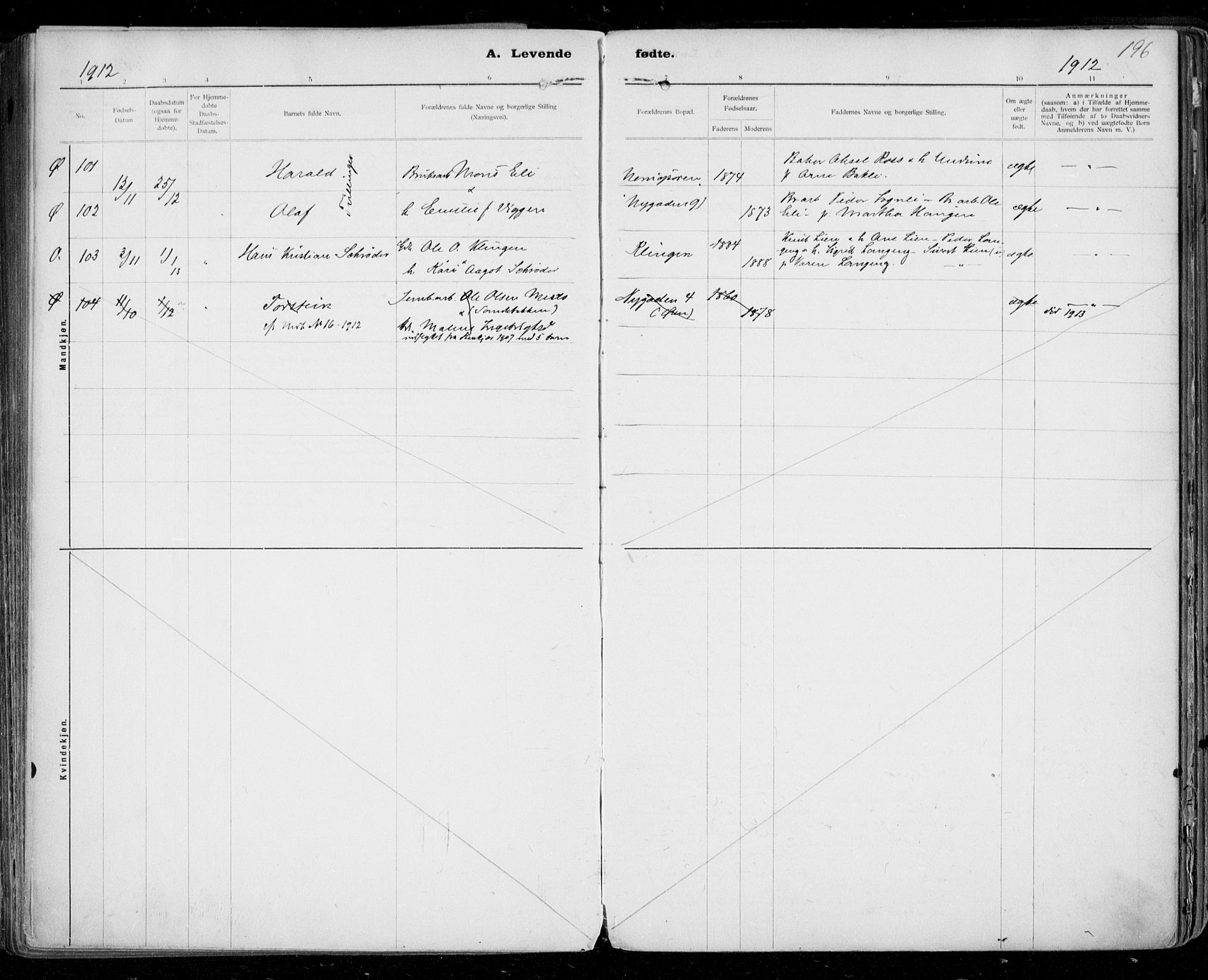 Ministerialprotokoller, klokkerbøker og fødselsregistre - Sør-Trøndelag, SAT/A-1456/668/L0811: Parish register (official) no. 668A11, 1894-1913, p. 196