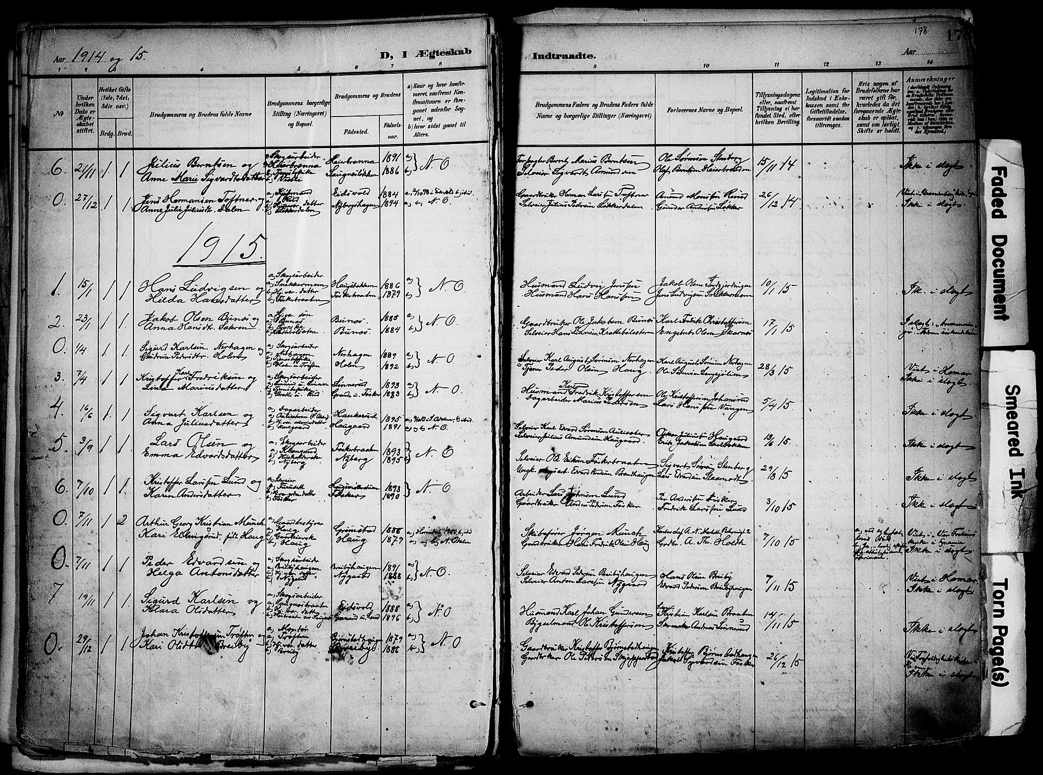 Nord-Odal prestekontor, SAH/PREST-032/H/Ha/Haa/L0007: Parish register (official) no. 7, 1902-1926, p. 178