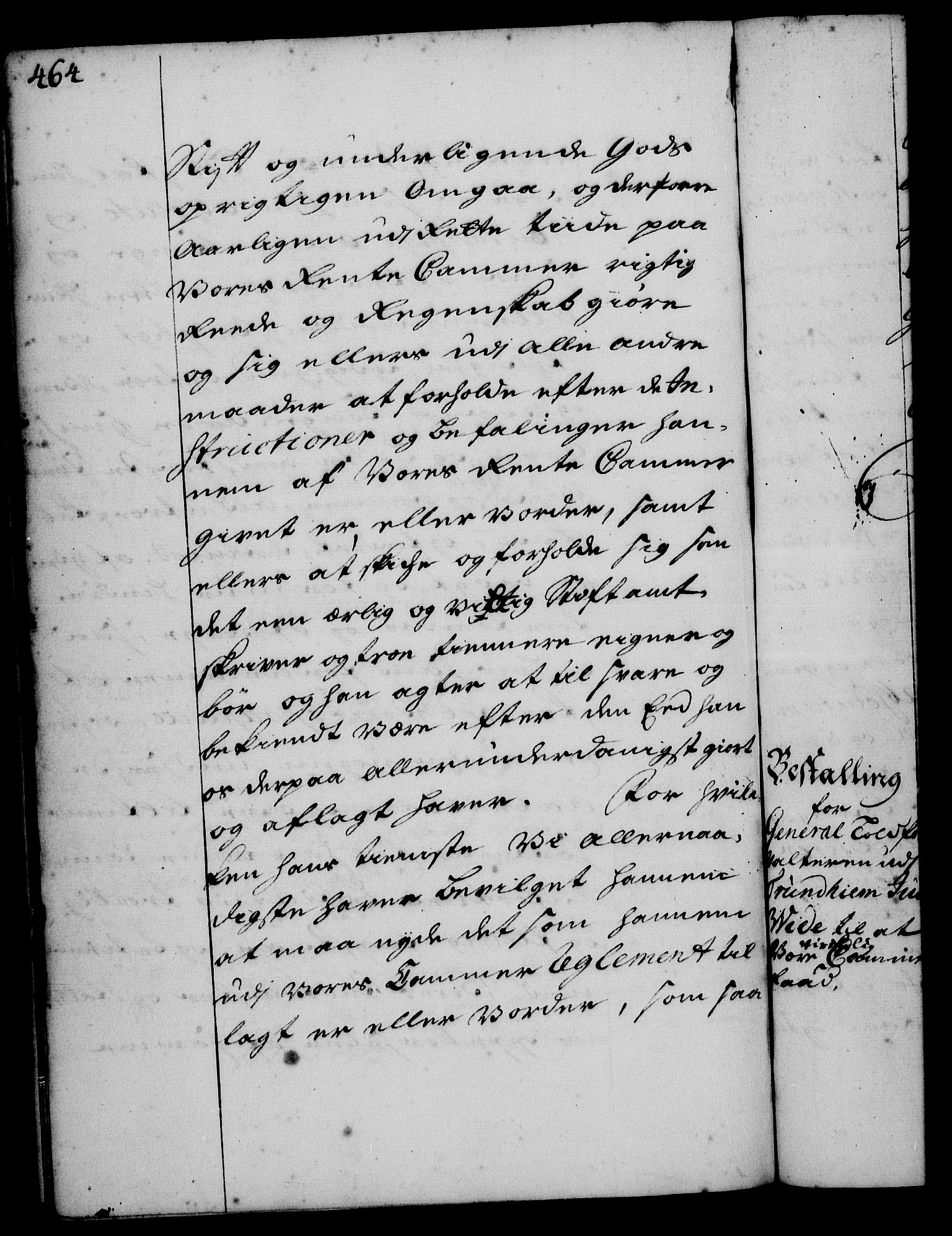 Rentekammeret, Kammerkanselliet, RA/EA-3111/G/Gg/Gge/L0001: Norsk bestallingsprotokoll med register (merket RK 53.25), 1720-1730, p. 464