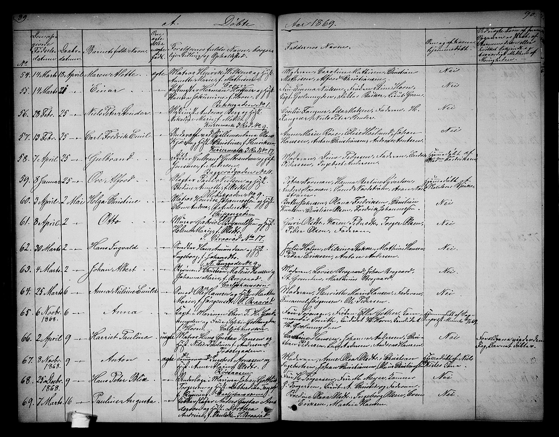 Horten kirkebøker, AV/SAKO-A-348/G/Ga/L0002: Parish register (copy) no. 2, 1864-1871, p. 89-90