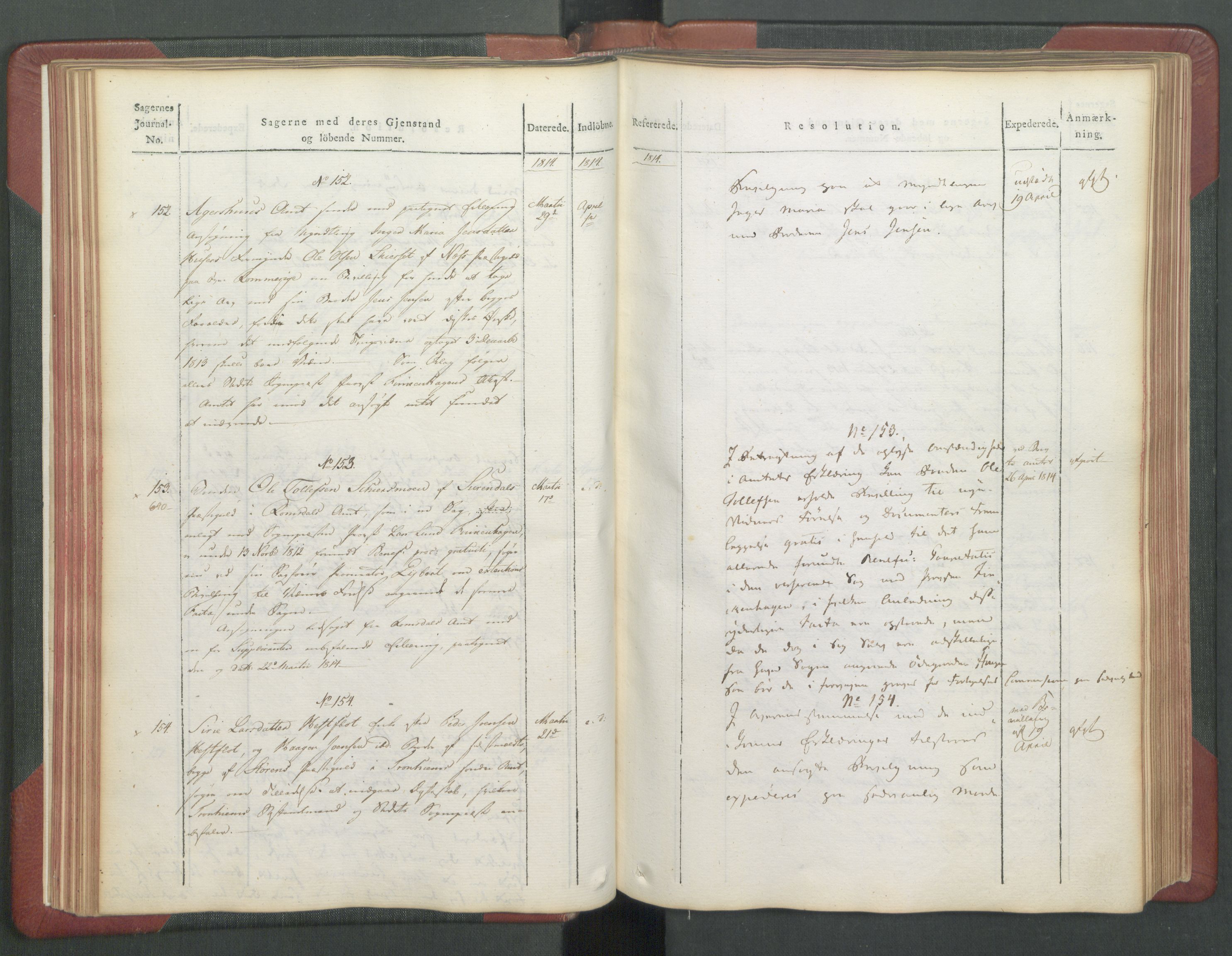 Departementene i 1814, AV/RA-S-3899/Fc/L0039: Journal A, 1814, p. 65