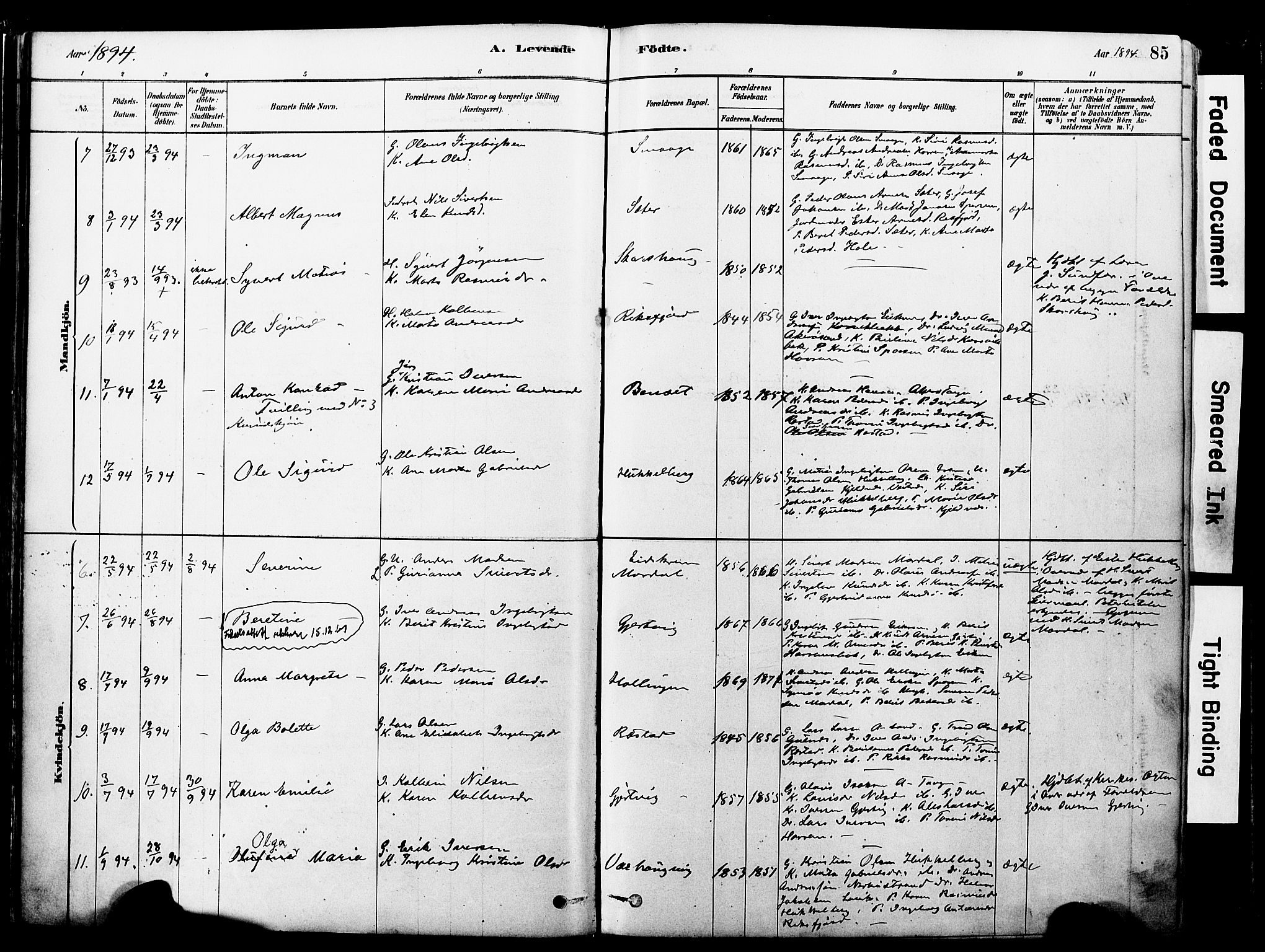 Ministerialprotokoller, klokkerbøker og fødselsregistre - Møre og Romsdal, SAT/A-1454/560/L0721: Parish register (official) no. 560A05, 1878-1917, p. 85