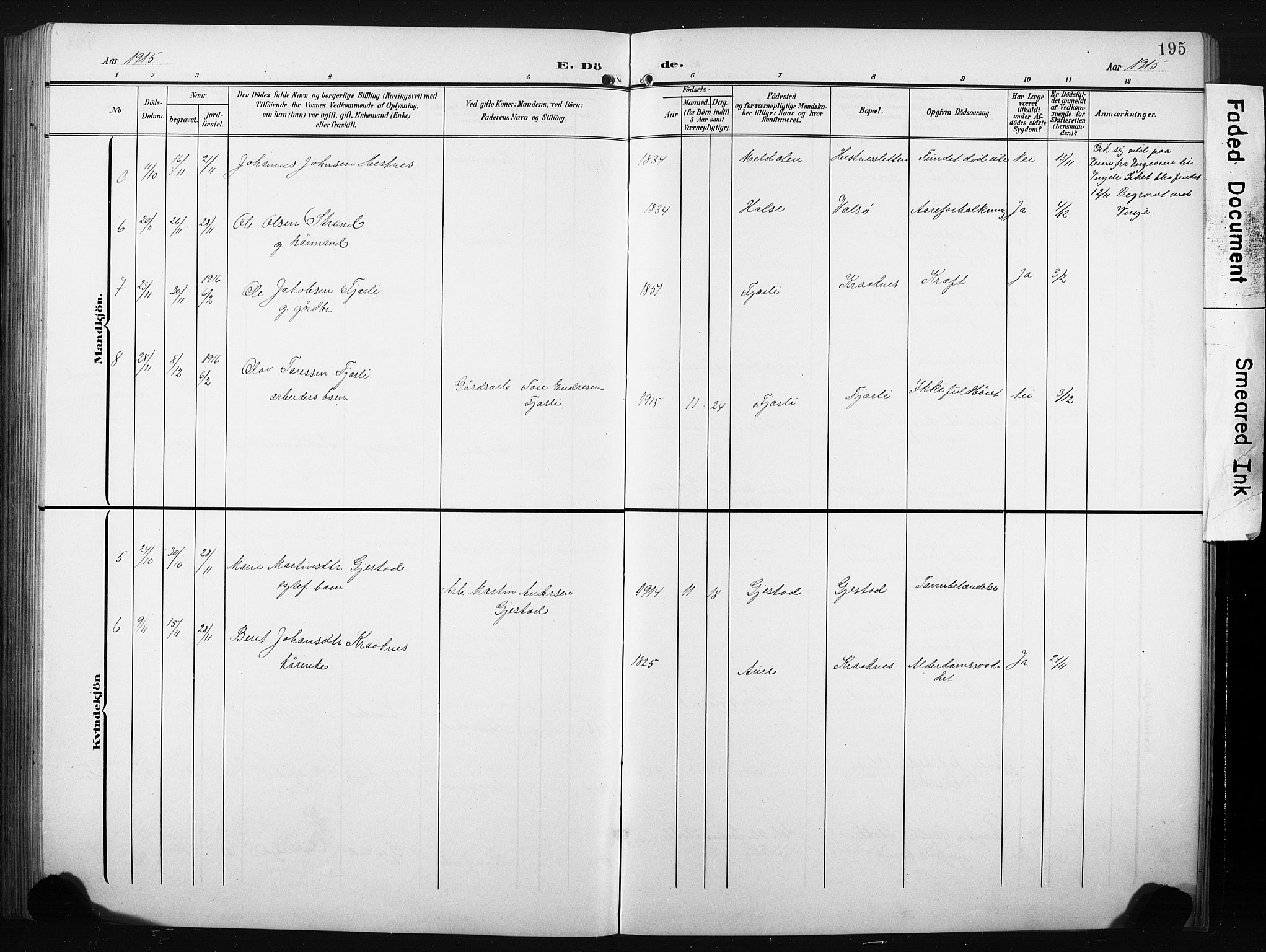 Ministerialprotokoller, klokkerbøker og fødselsregistre - Møre og Romsdal, AV/SAT-A-1454/580/L0927: Parish register (copy) no. 580C02, 1904-1932, p. 195