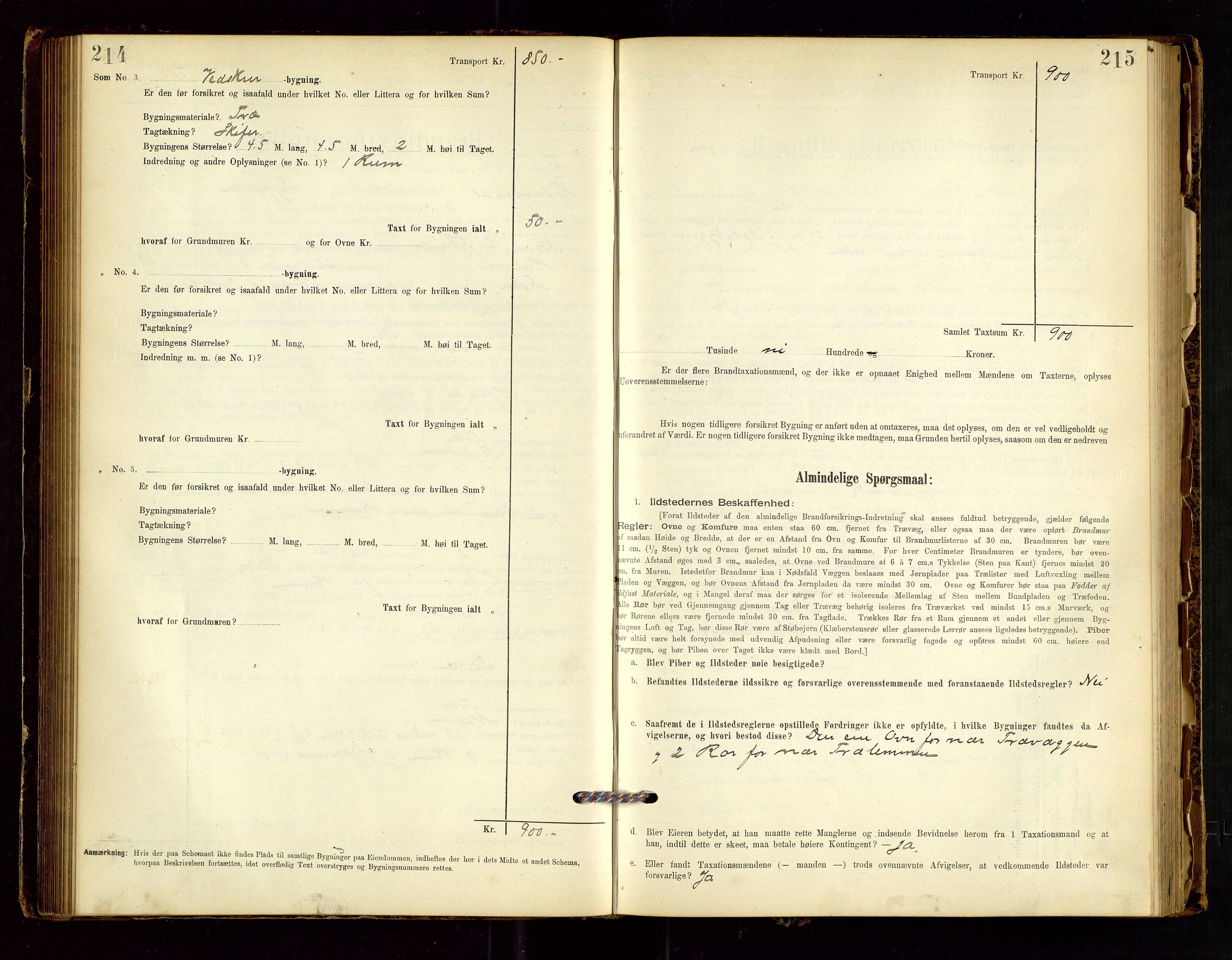 Hjelmeland lensmannskontor, AV/SAST-A-100439/Gob/L0001: "Brandtaxationsprotokol", 1895-1932, p. 214-215