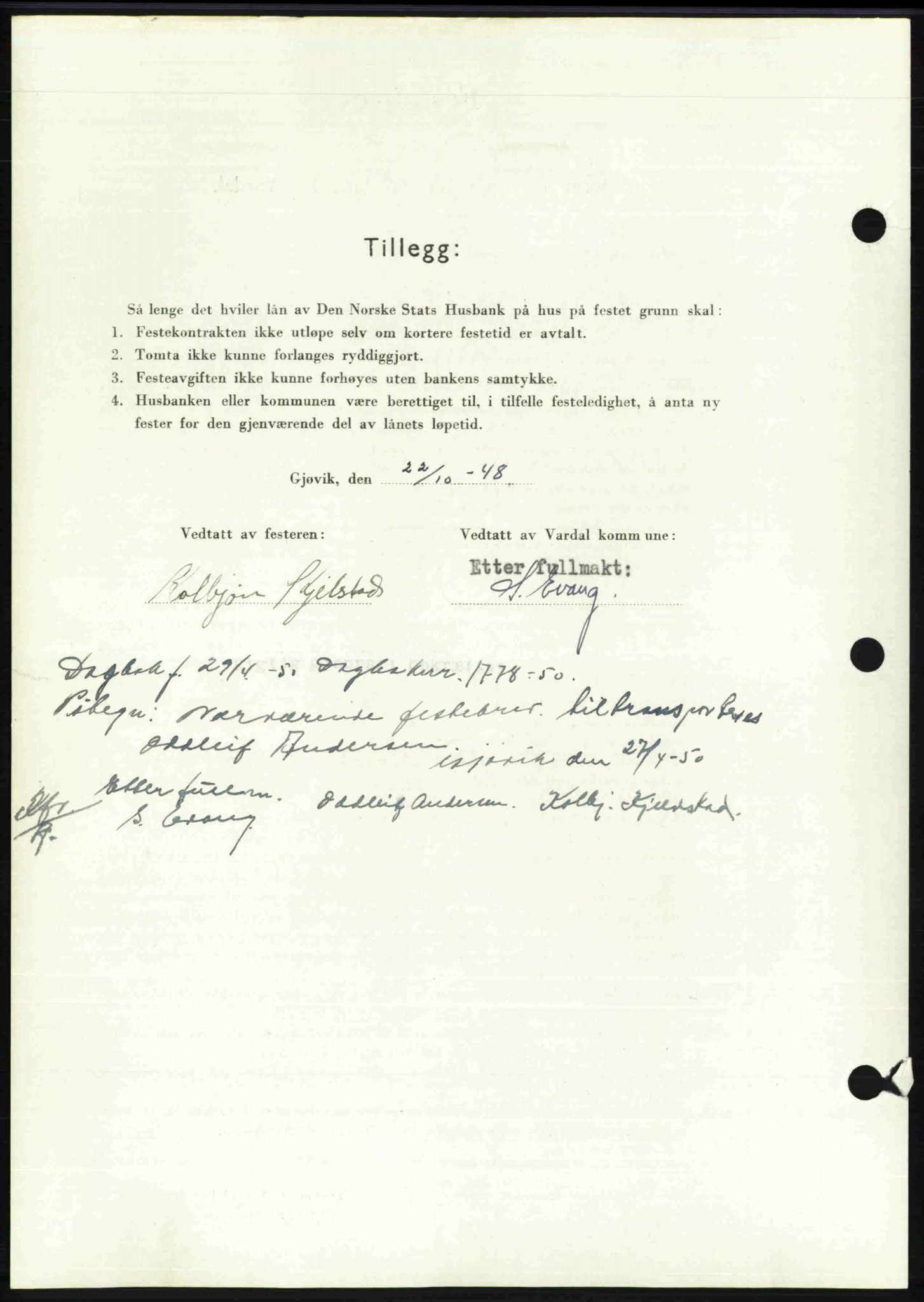 Toten tingrett, SAH/TING-006/H/Hb/Hbc/L0020: Mortgage book no. Hbc-20, 1948-1948, Diary no: : 3523/1948