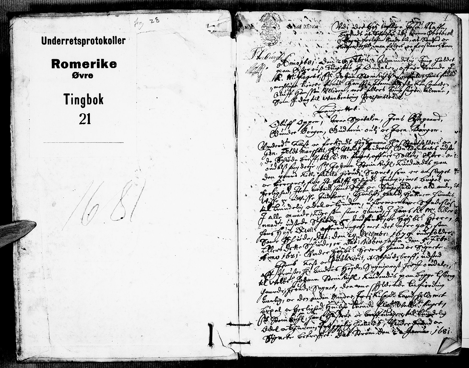 Øvre Romerike sorenskriveri, SAO/A-10649/F/Fb/L0021: Tingbok 21, 1681, p. 0b-1a
