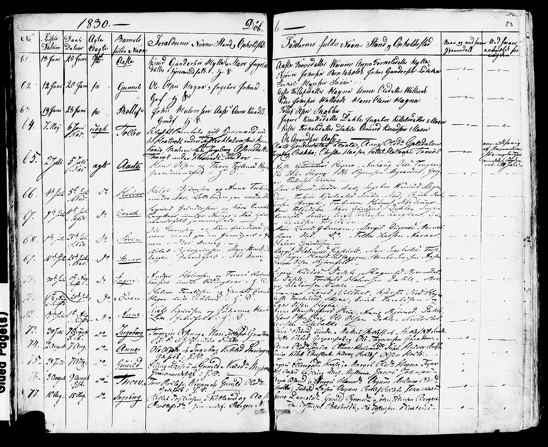 Sauherad kirkebøker, AV/SAKO-A-298/F/Fa/L0006: Parish register (official) no. I 6, 1827-1850, p. 23