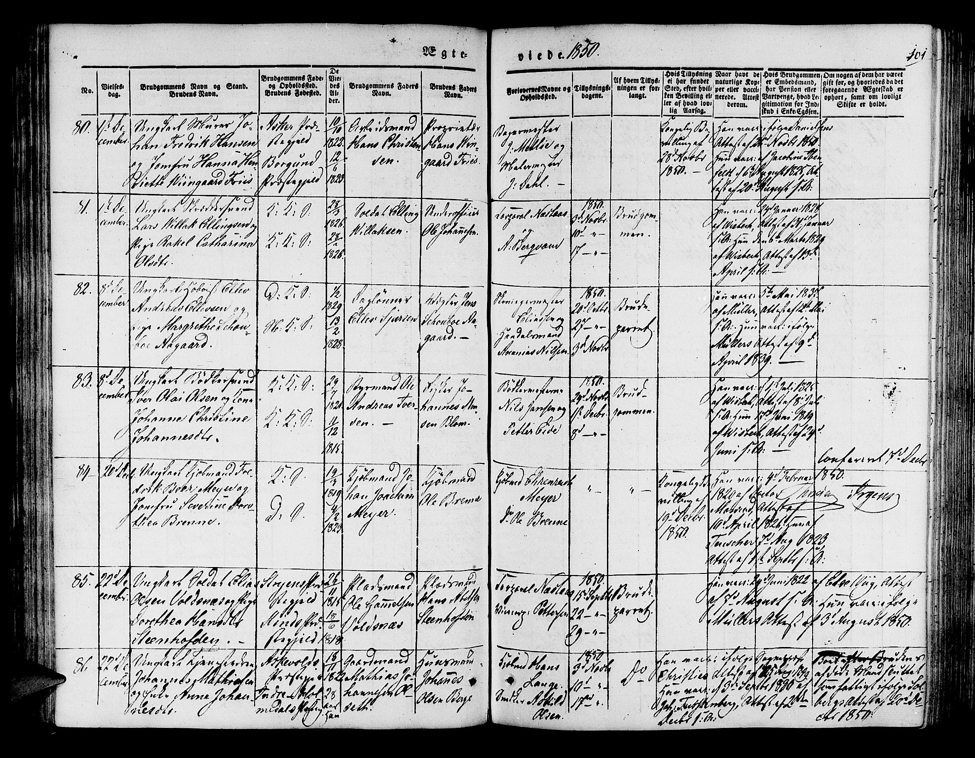 Korskirken sokneprestembete, SAB/A-76101/H/Hab: Parish register (copy) no. D 1, 1840-1867, p. 101