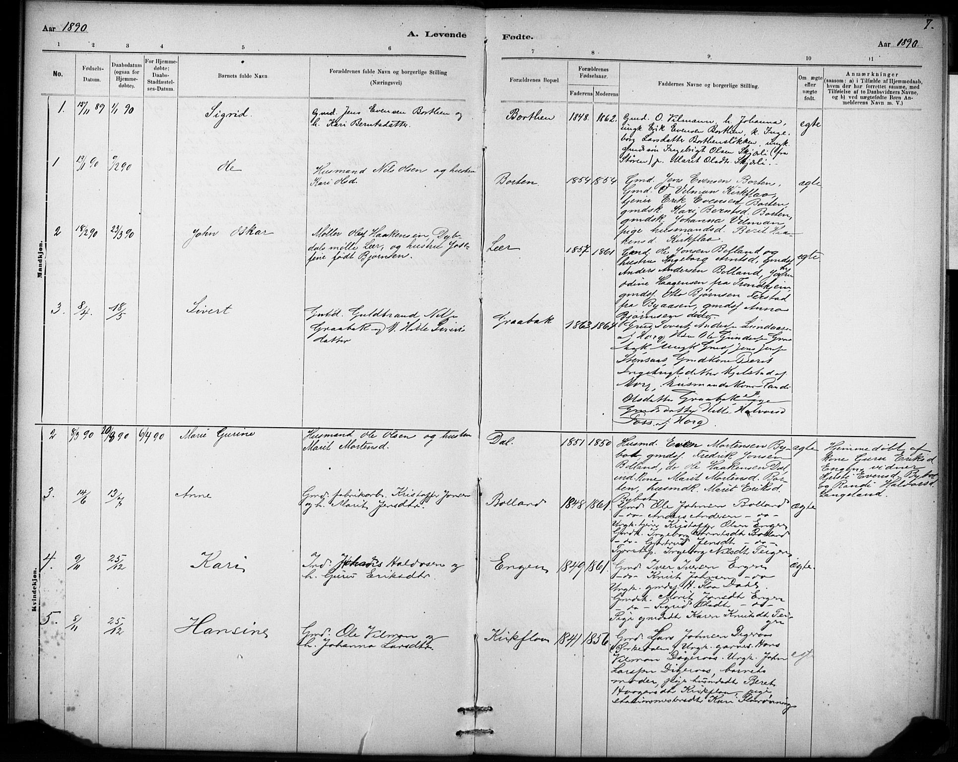 Ministerialprotokoller, klokkerbøker og fødselsregistre - Sør-Trøndelag, SAT/A-1456/693/L1119: Parish register (official) no. 693A01, 1887-1905, p. 7