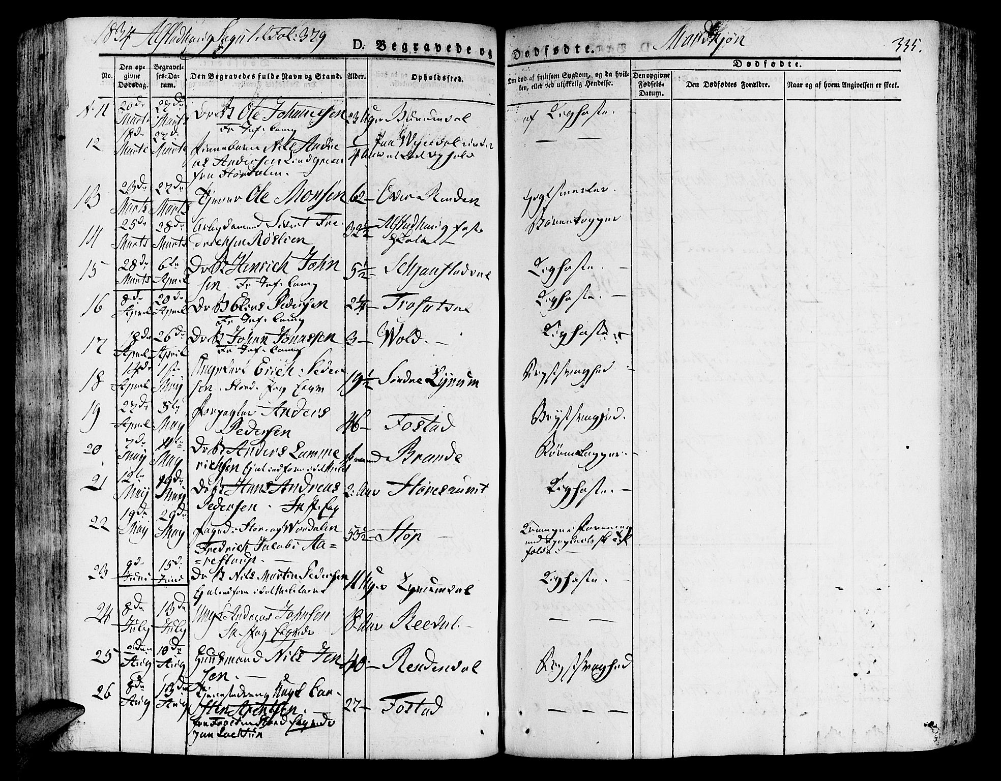 Ministerialprotokoller, klokkerbøker og fødselsregistre - Nord-Trøndelag, SAT/A-1458/717/L0152: Parish register (official) no. 717A05 /1, 1825-1836, p. 335