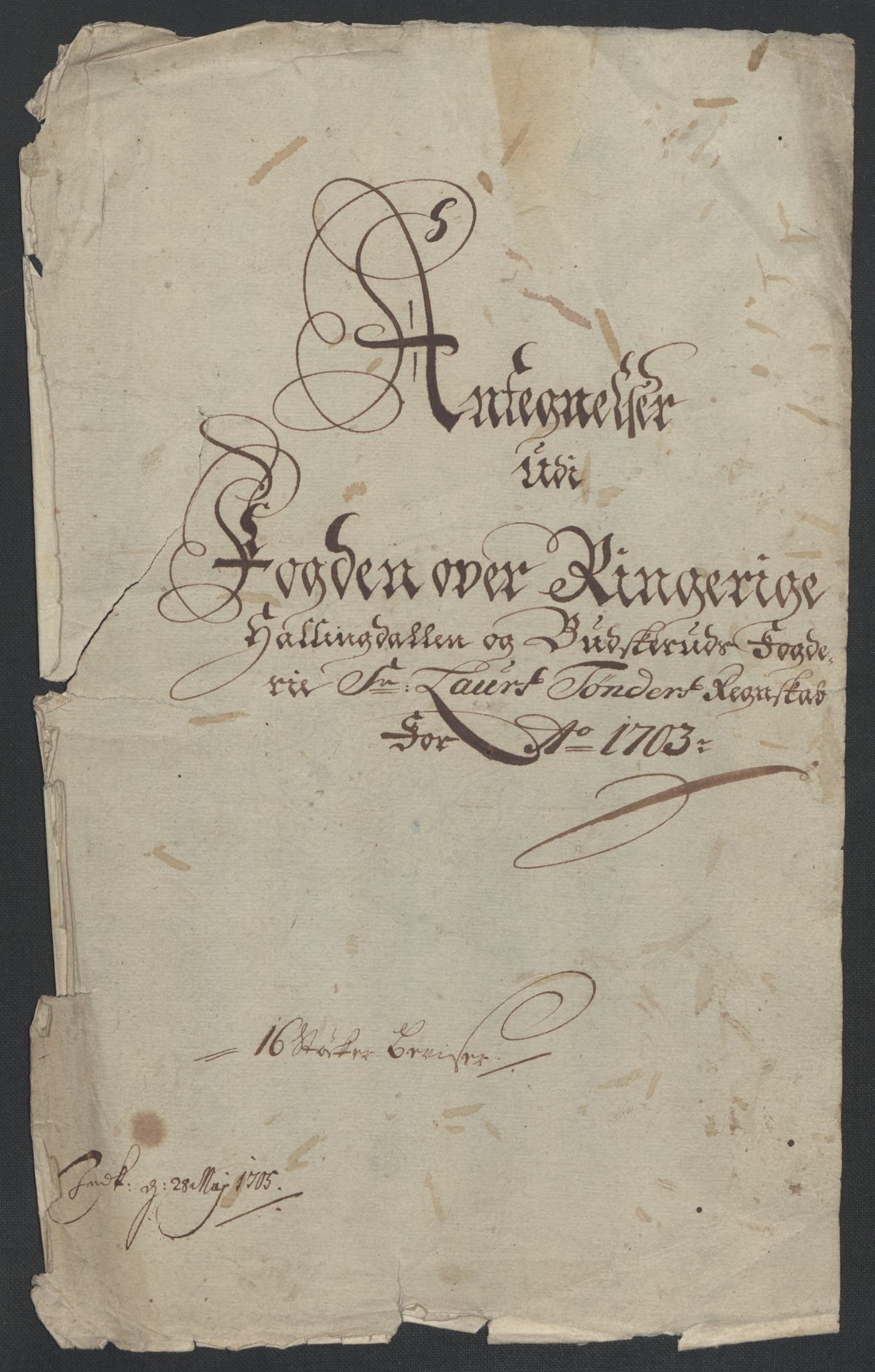 Rentekammeret inntil 1814, Reviderte regnskaper, Fogderegnskap, RA/EA-4092/R22/L1461: Fogderegnskap Ringerike, Hallingdal og Buskerud, 1703, p. 339