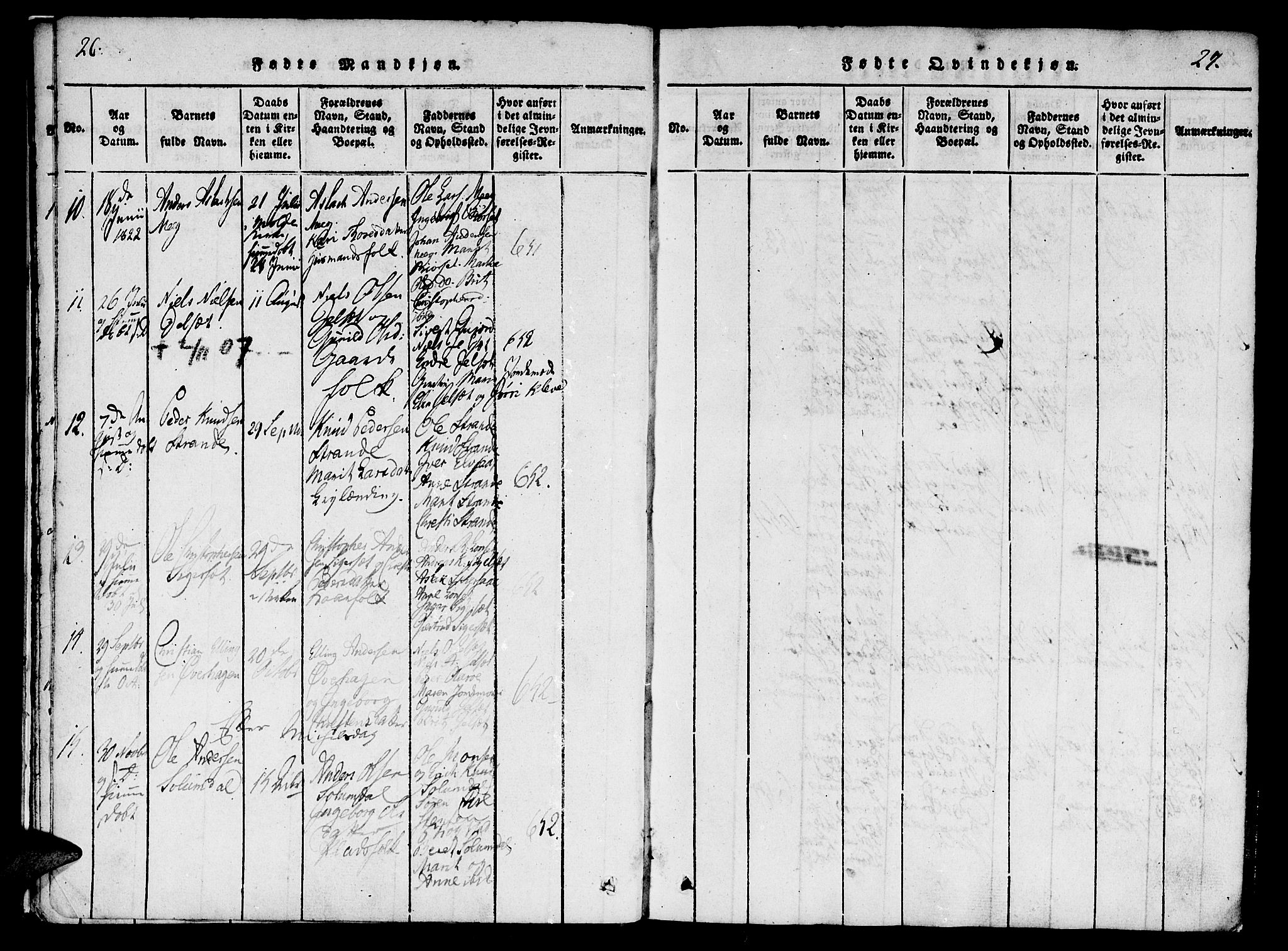 Ministerialprotokoller, klokkerbøker og fødselsregistre - Møre og Romsdal, SAT/A-1454/555/L0652: Parish register (official) no. 555A03, 1817-1843, p. 26-27