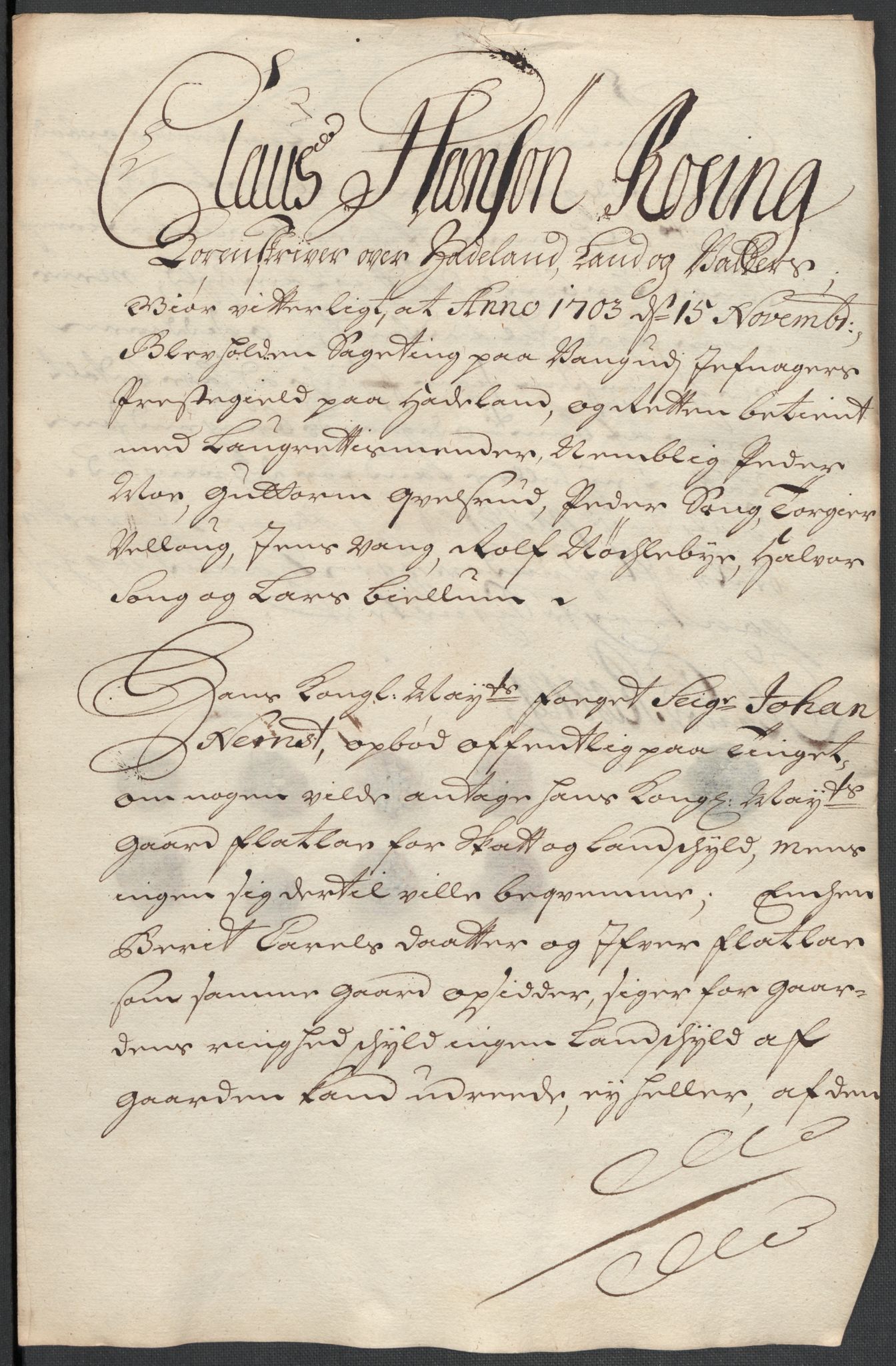 Rentekammeret inntil 1814, Reviderte regnskaper, Fogderegnskap, AV/RA-EA-4092/R18/L1301: Fogderegnskap Hadeland, Toten og Valdres, 1703, p. 222