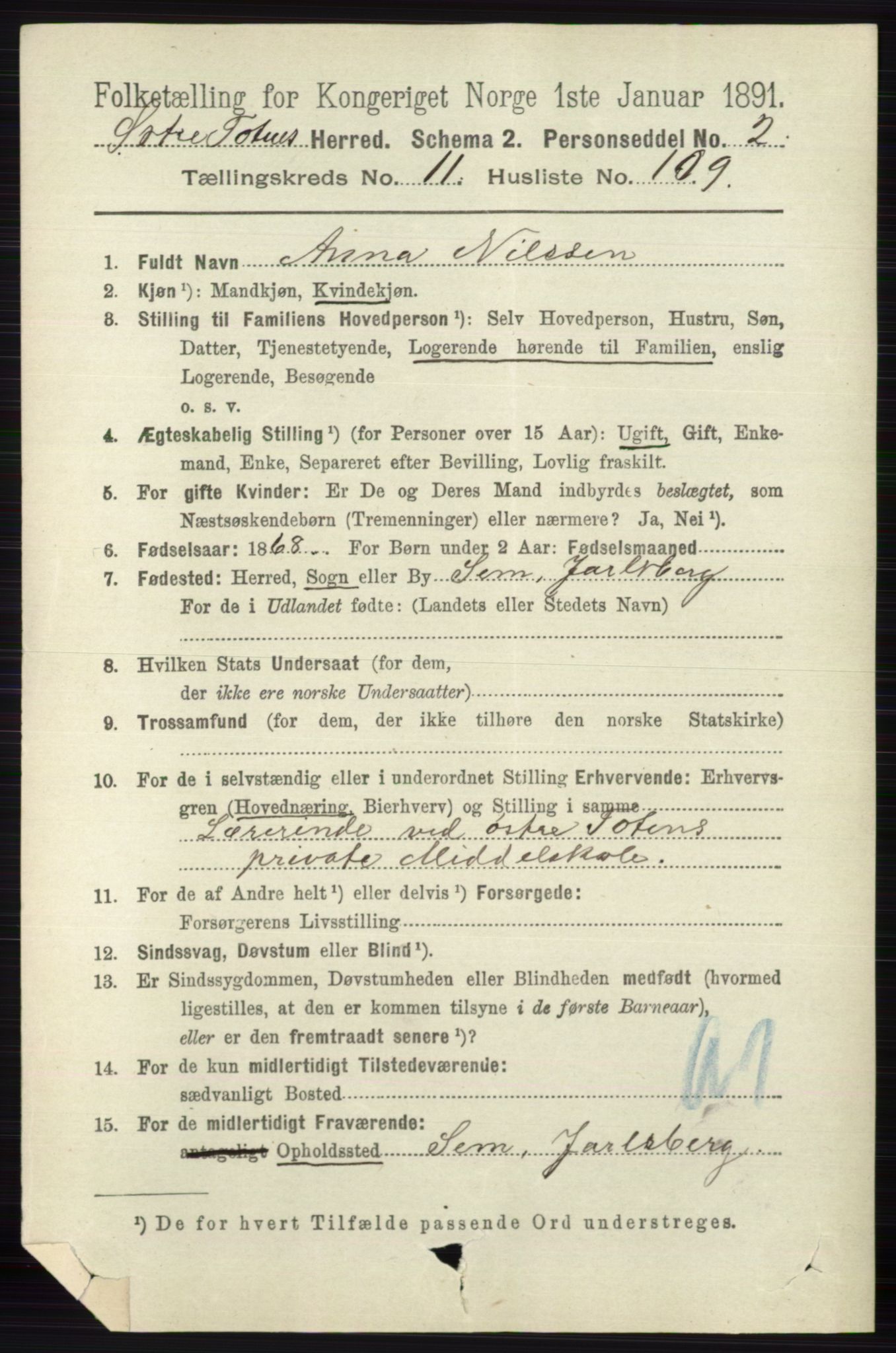 RA, 1891 census for 0528 Østre Toten, 1891, p. 7648