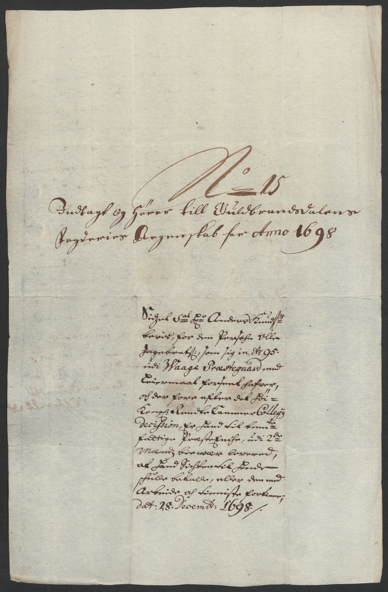 Rentekammeret inntil 1814, Reviderte regnskaper, Fogderegnskap, AV/RA-EA-4092/R17/L1171: Fogderegnskap Gudbrandsdal, 1698, p. 150