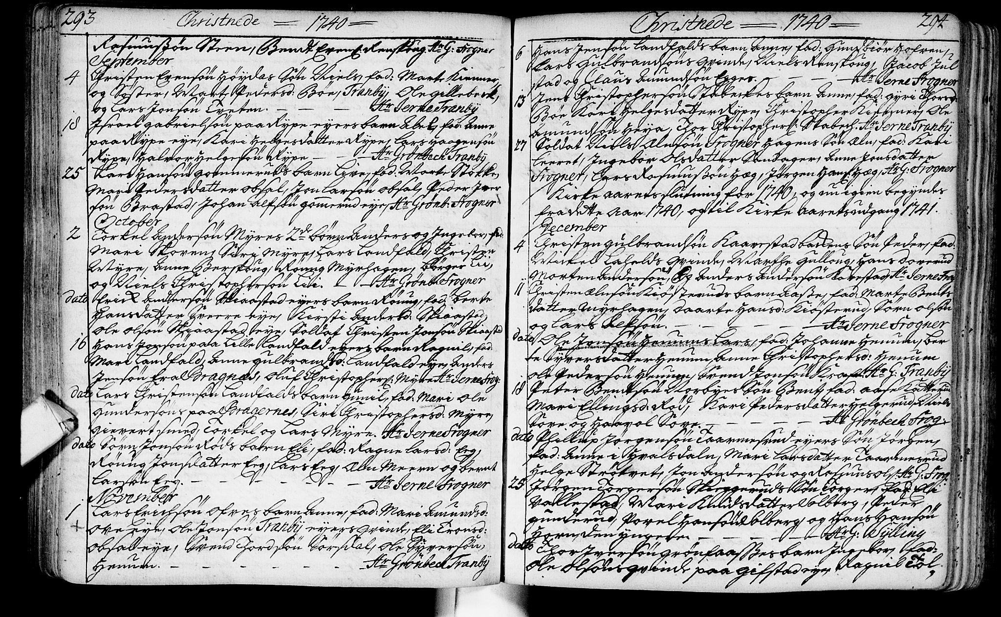 Lier kirkebøker, AV/SAKO-A-230/F/Fa/L0003: Parish register (official) no. I 3, 1727-1748, p. 293-294