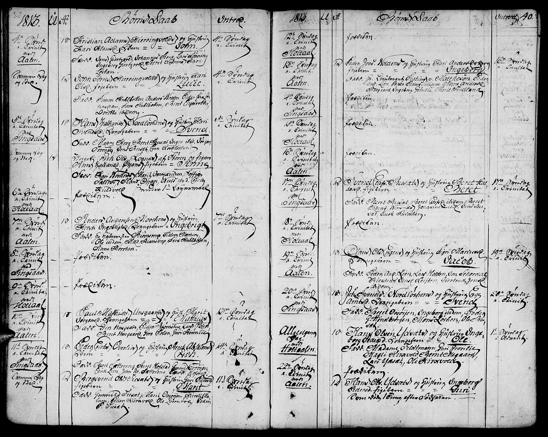 Ministerialprotokoller, klokkerbøker og fødselsregistre - Sør-Trøndelag, SAT/A-1456/685/L0953: Parish register (official) no. 685A02, 1805-1816, p. 40