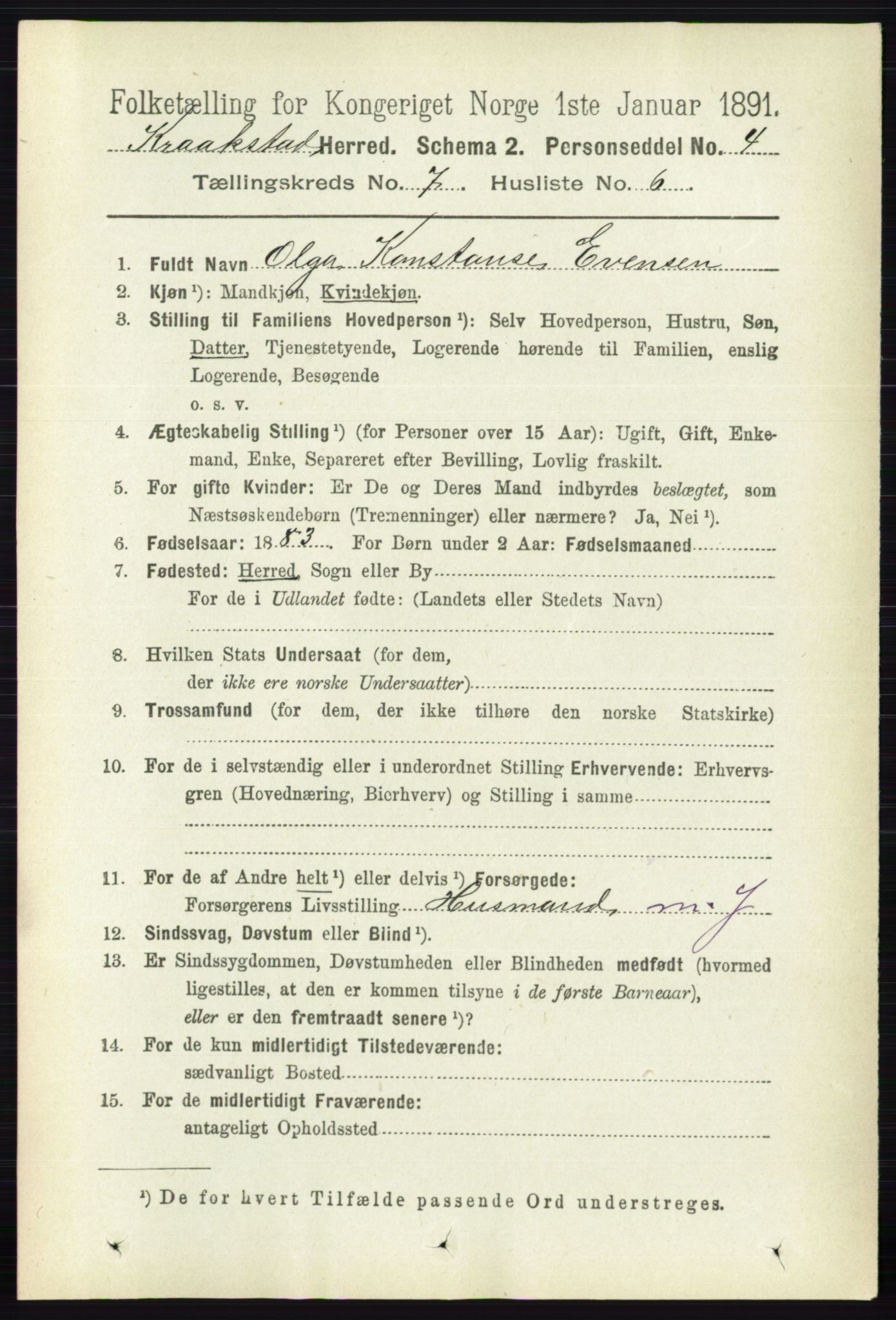 RA, 1891 census for 0212 Kråkstad, 1891, p. 3387