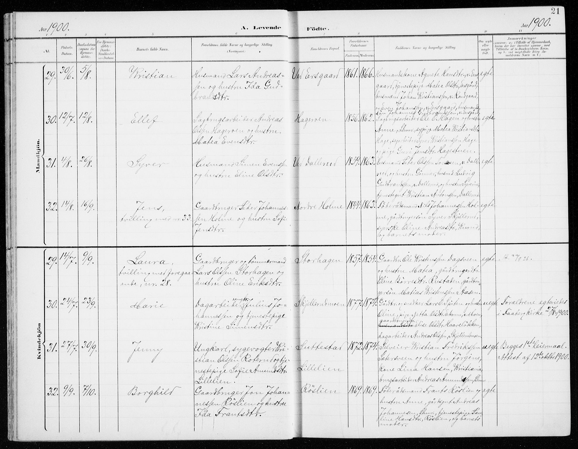 Fåberg prestekontor, AV/SAH-PREST-086/H/Ha/Haa/L0011: Parish register (official) no. 11, 1899-1913, p. 21