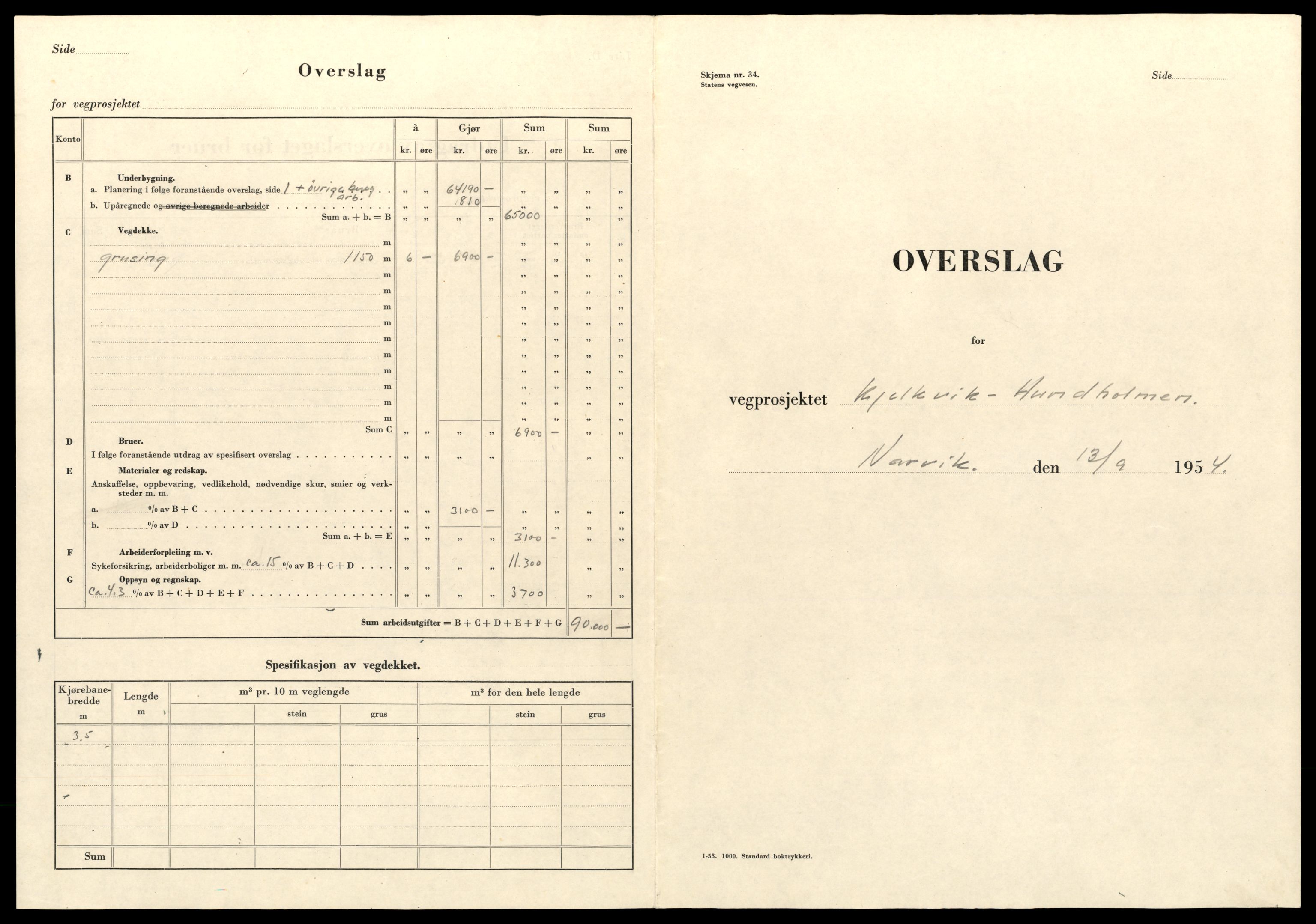 Nordland vegkontor, AV/SAT-A-4181/F/Fa/L0031: Tysfjord/Ballangen/Tjeldsund, 1882-1969, p. 1023