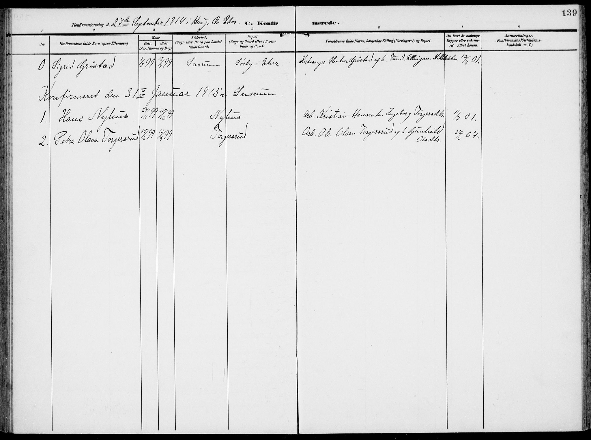 Modum kirkebøker, AV/SAKO-A-234/F/Fa/L0019: Parish register (official) no. 19, 1890-1914, p. 139