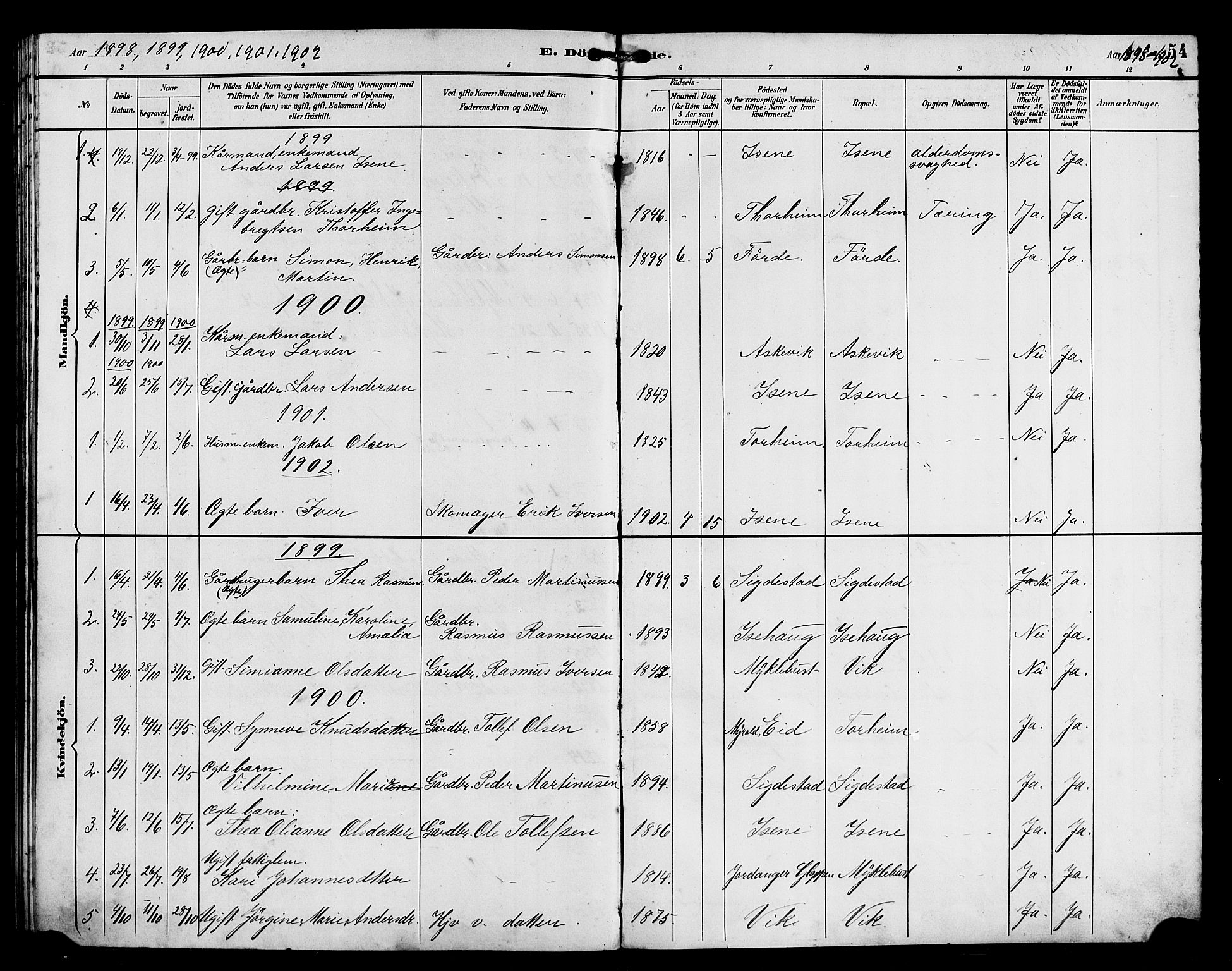 Davik sokneprestembete, AV/SAB-A-79701/H/Hab/Habd/L0002: Parish register (copy) no. D 2, 1890-1919, p. 54