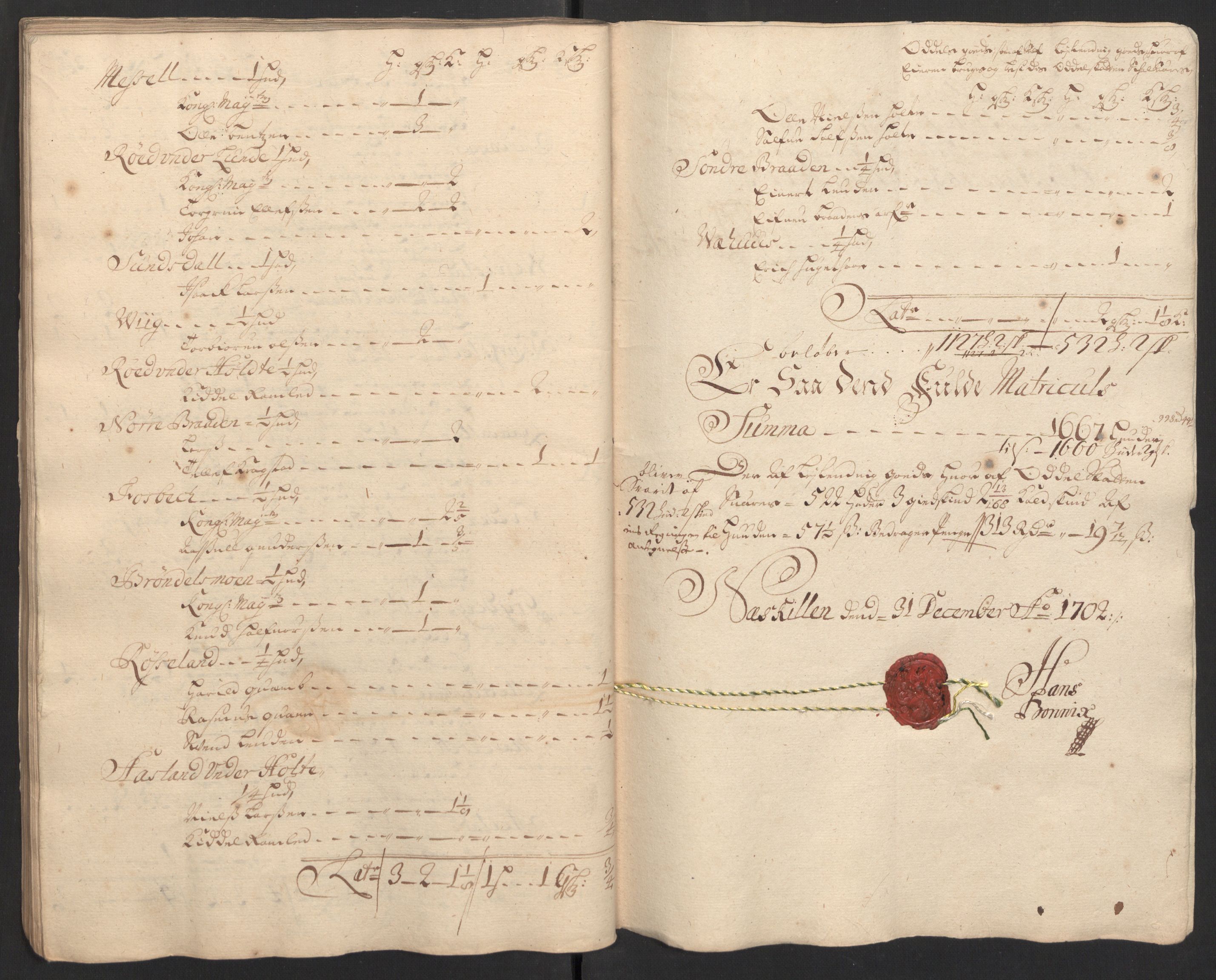 Rentekammeret inntil 1814, Reviderte regnskaper, Fogderegnskap, RA/EA-4092/R39/L2316: Fogderegnskap Nedenes, 1702-1703, p. 102
