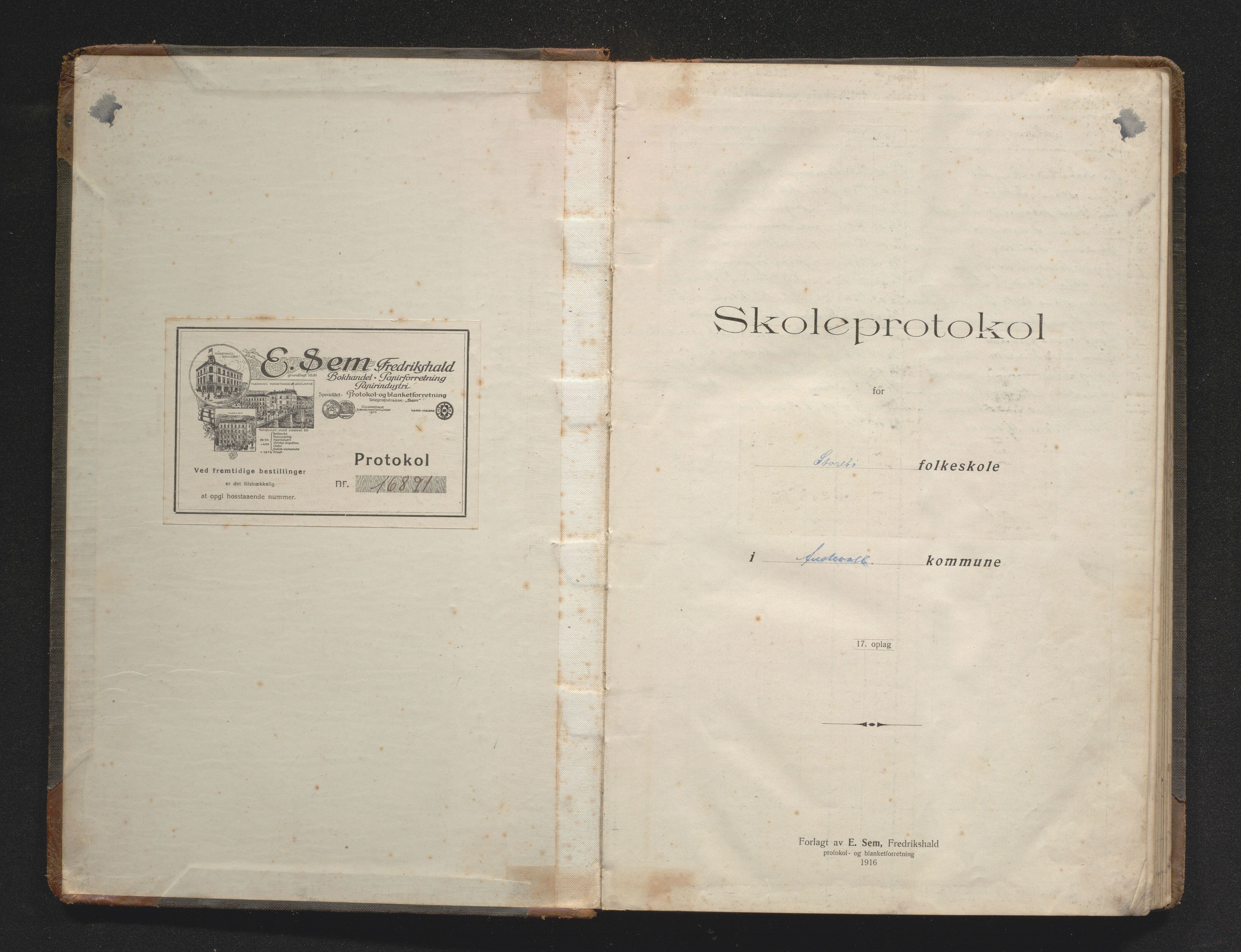 Austevoll kommune. Barneskulane, IKAH/1244-231/F/Fa/L0012: Skuleprotokoll for Storebø skule, 1916-1934