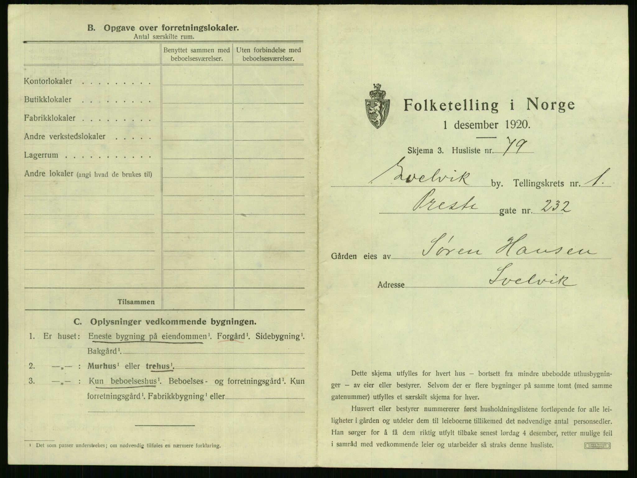 SAKO, 1920 census for Svelvik, 1920, p. 179