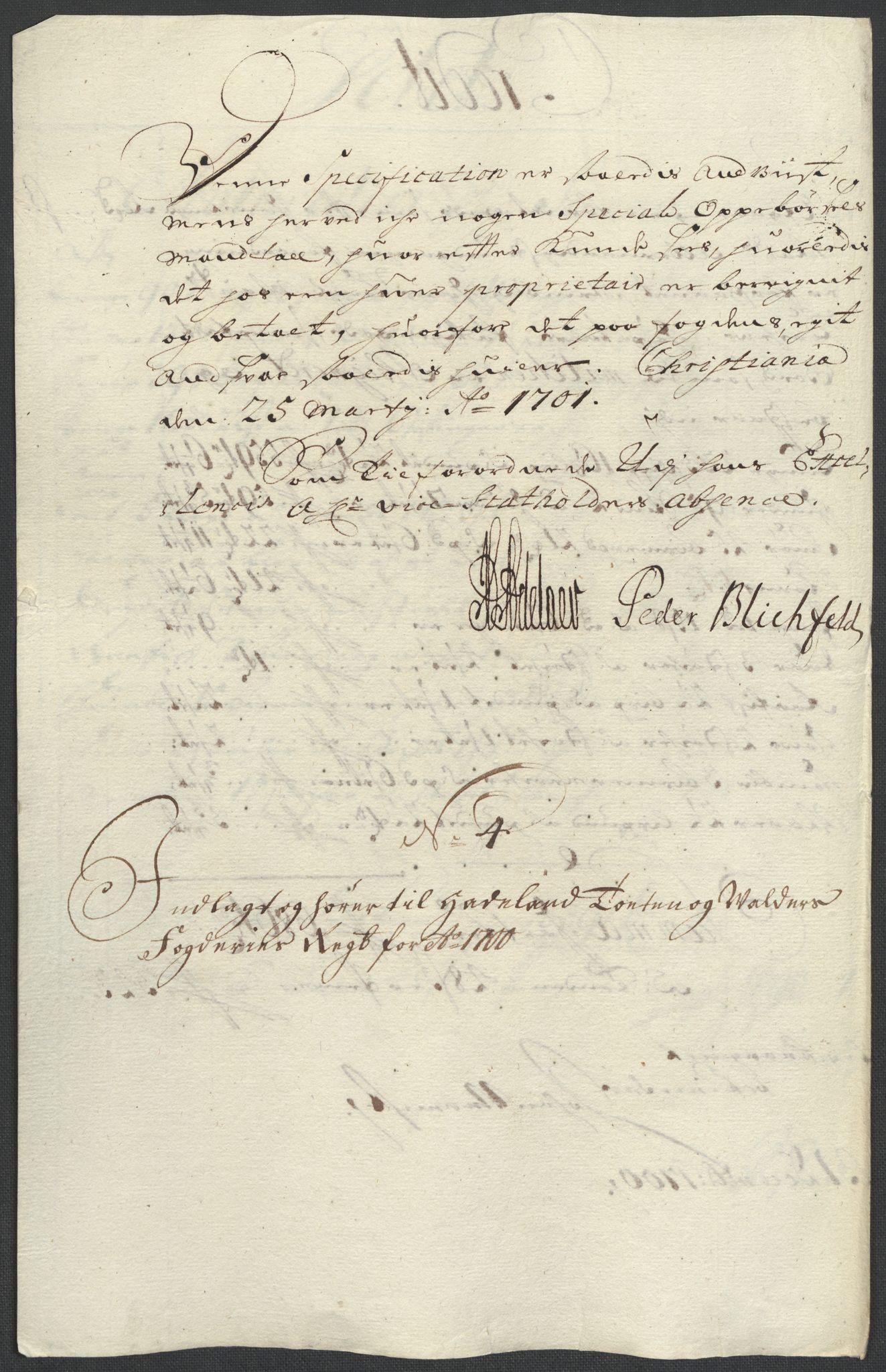 Rentekammeret inntil 1814, Reviderte regnskaper, Fogderegnskap, AV/RA-EA-4092/R18/L1298: Fogderegnskap Hadeland, Toten og Valdres, 1700, p. 303