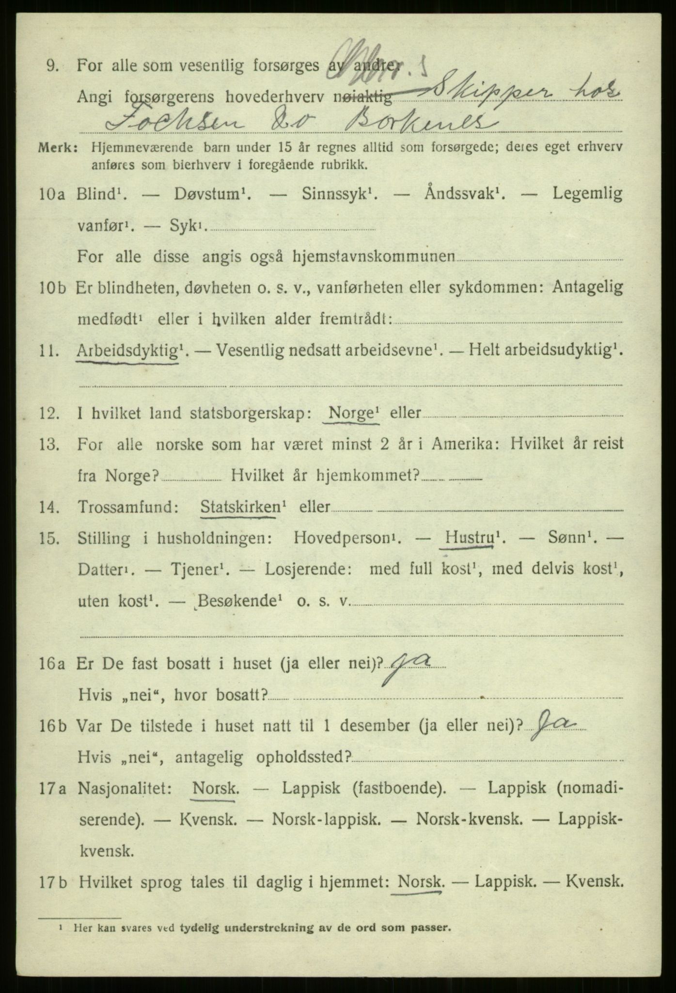 SATØ, 1920 census for Kvæfjord, 1920, p. 3136