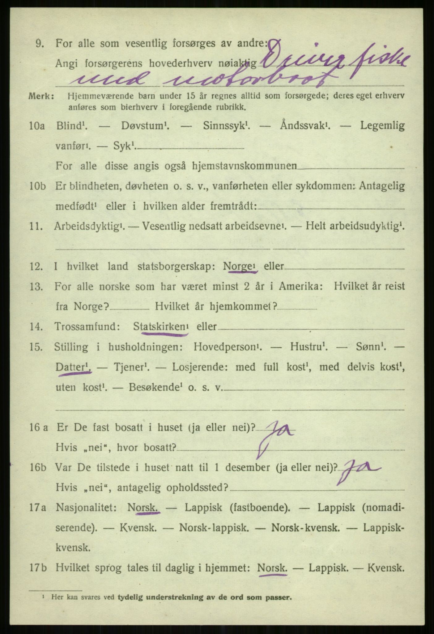 SATØ, 1920 census for Karlsøy, 1920, p. 4899