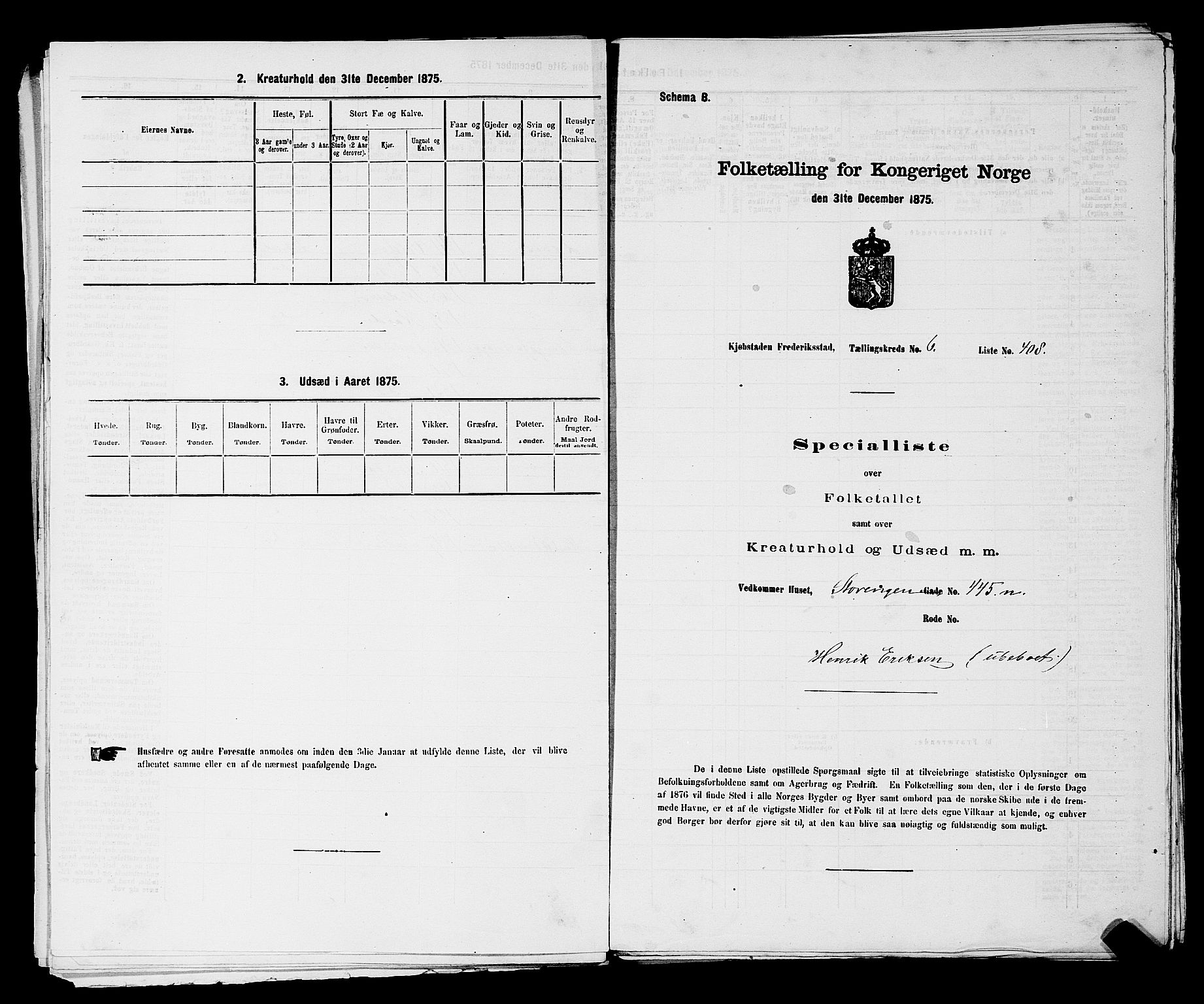 RA, 1875 census for 0103B Fredrikstad/Fredrikstad, 1875, p. 958