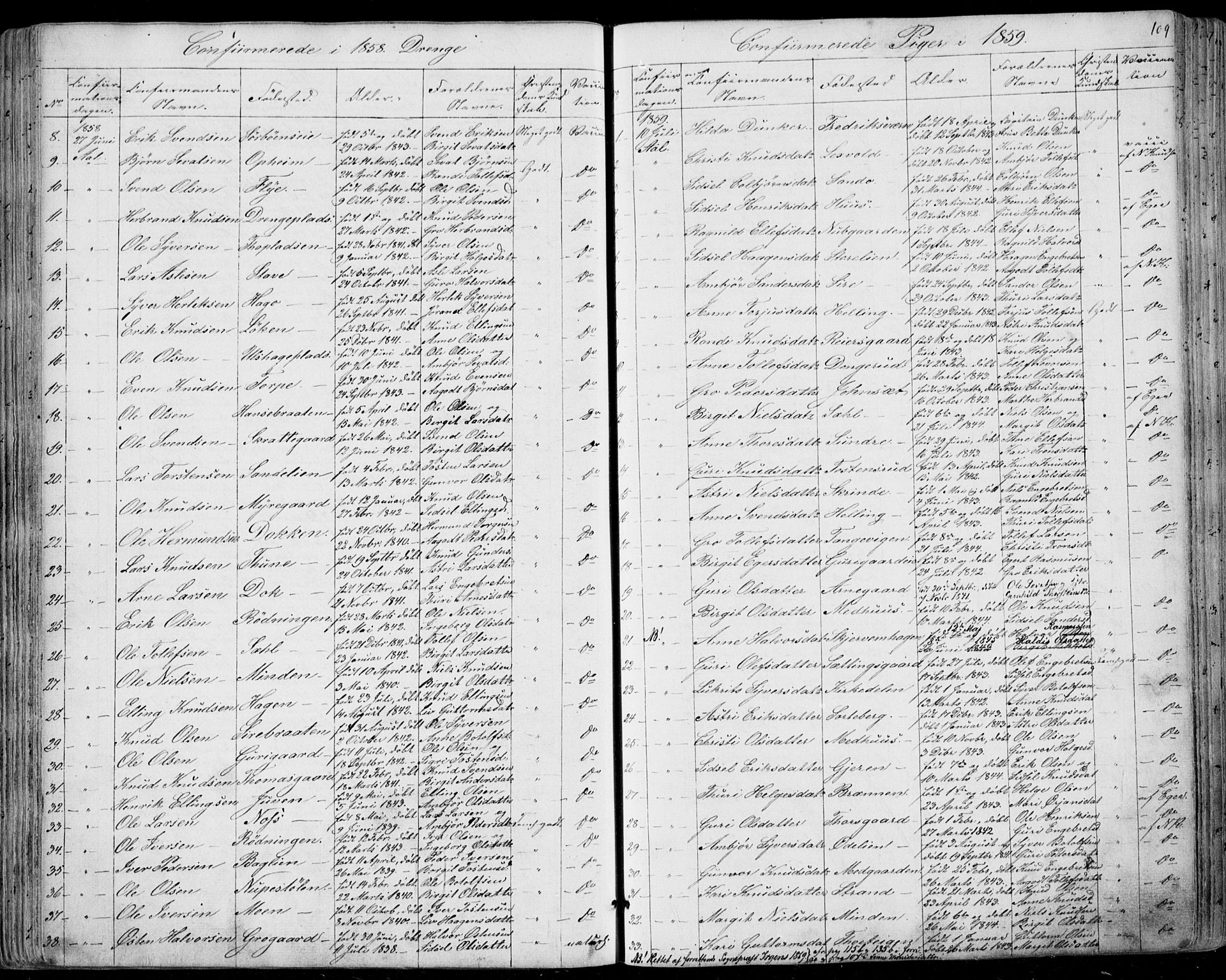 Ål kirkebøker, AV/SAKO-A-249/F/Fa/L0006: Parish register (official) no. I 6, 1849-1864, p. 109