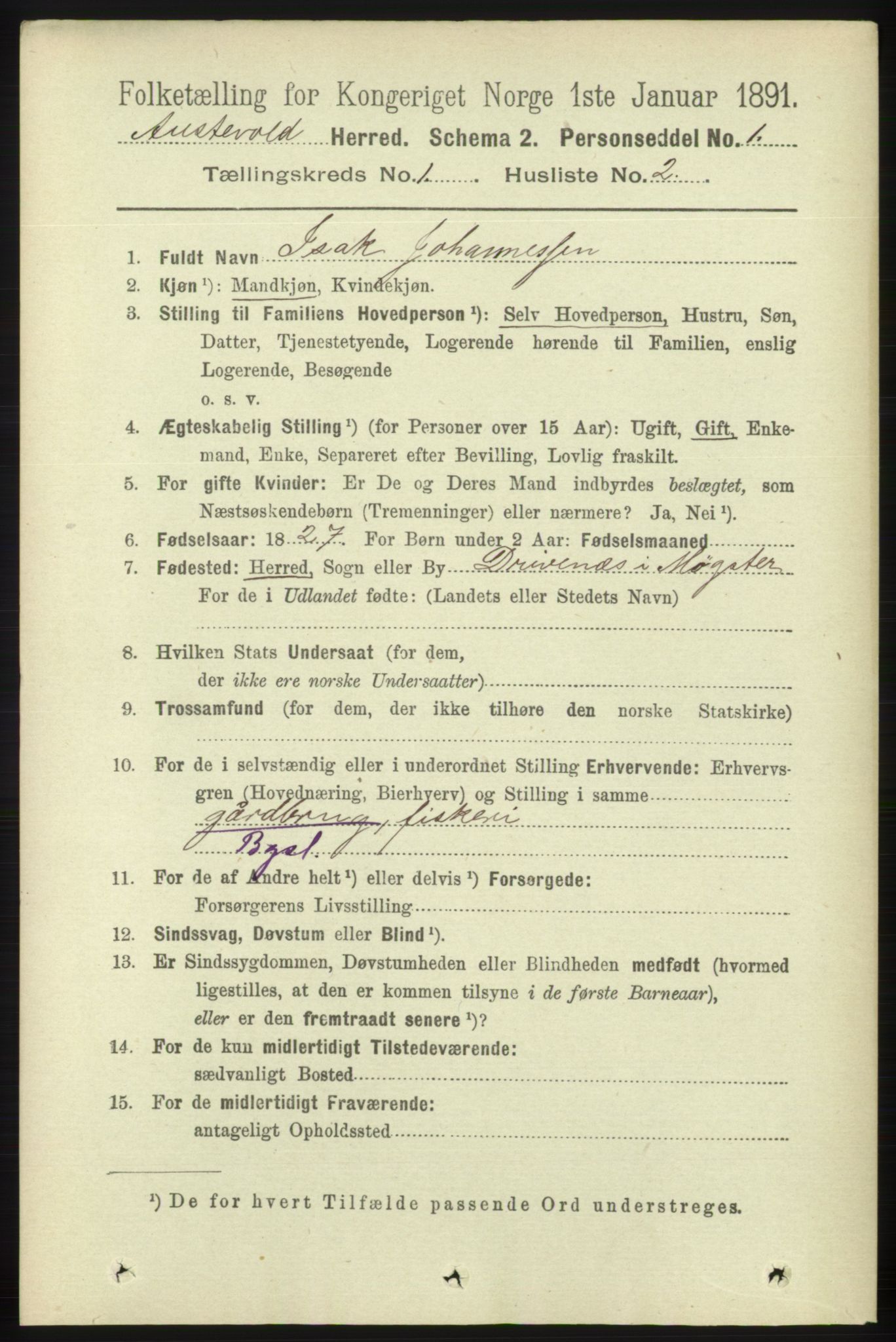 RA, 1891 census for 1244 Austevoll, 1891, p. 104